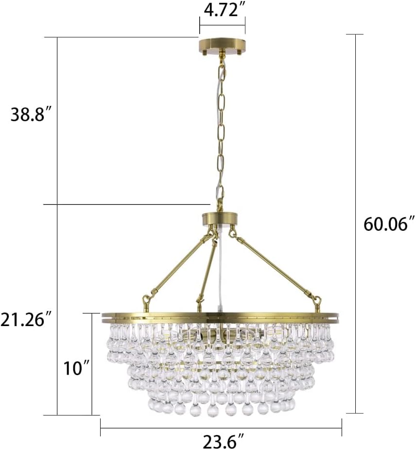 Modern Gold Teardrop Crystal Chandelier – Luxury 8-Light Adjustable Pendant for Dining Room, Living Room, Foyer