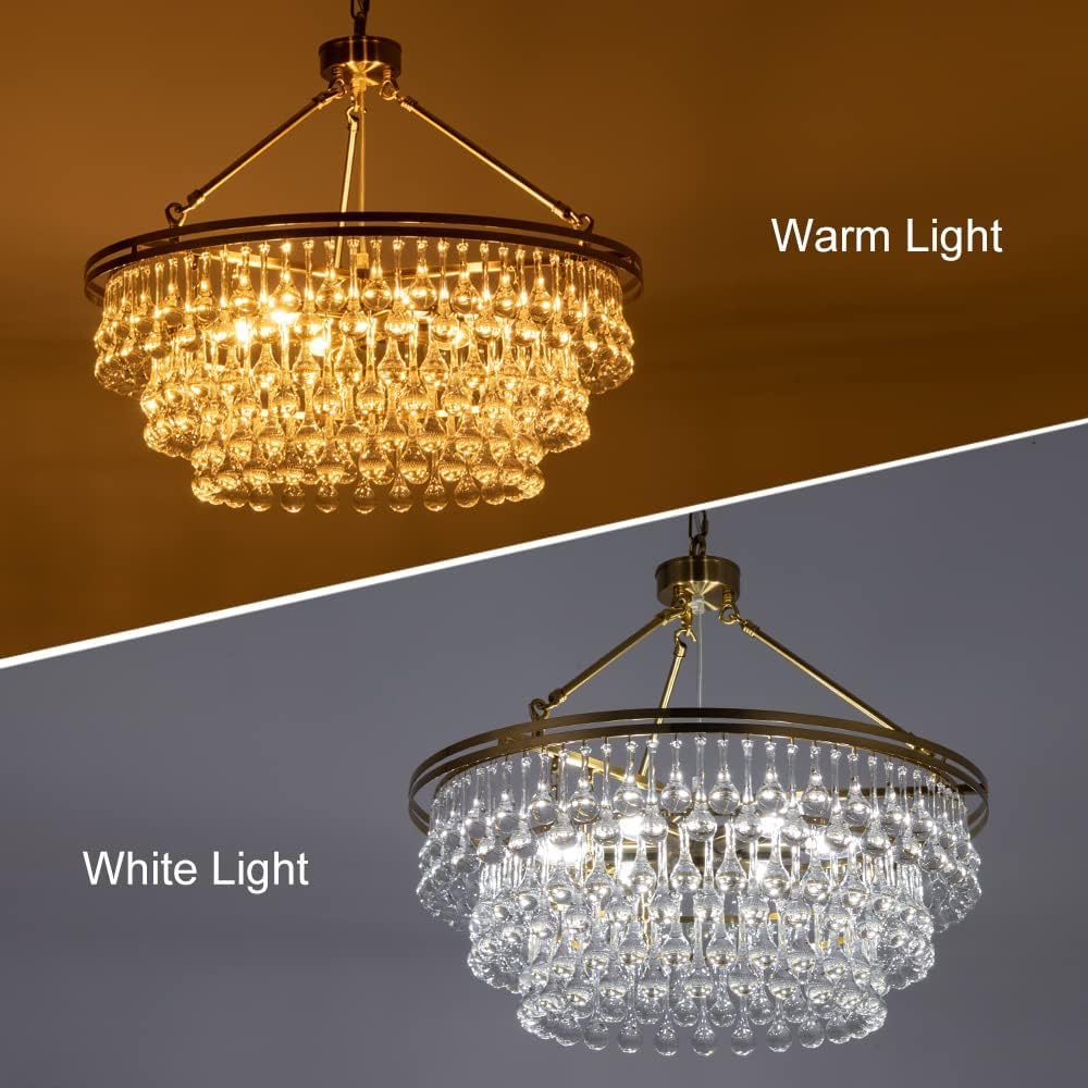 Modern Gold Teardrop Crystal Chandelier – Luxury 8-Light Adjustable Pendant for Dining Room, Living Room, Foyer