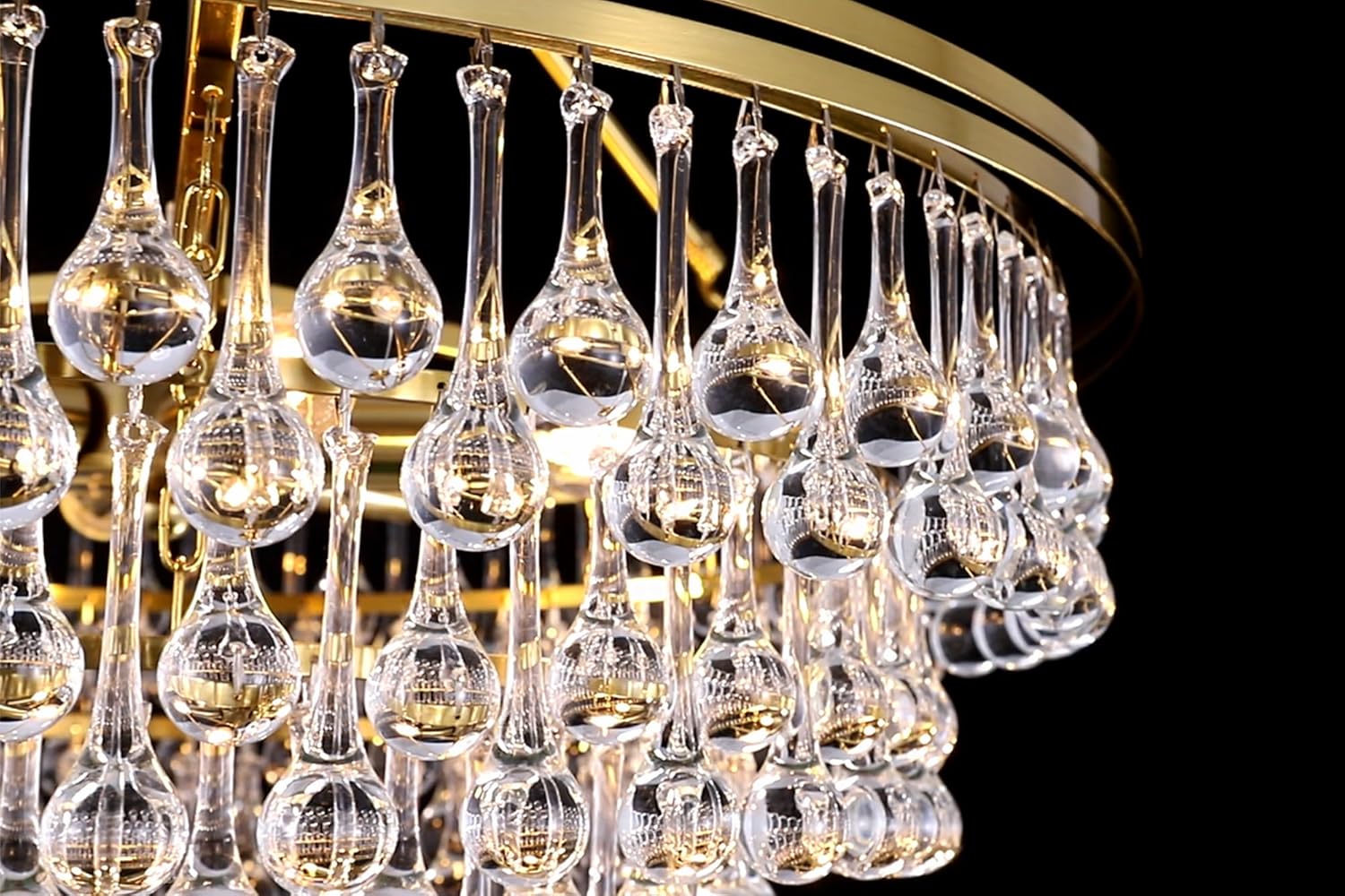 Modern Gold Teardrop Crystal Chandelier – Luxury 8-Light Adjustable Pendant for Dining Room, Living Room, Foyer