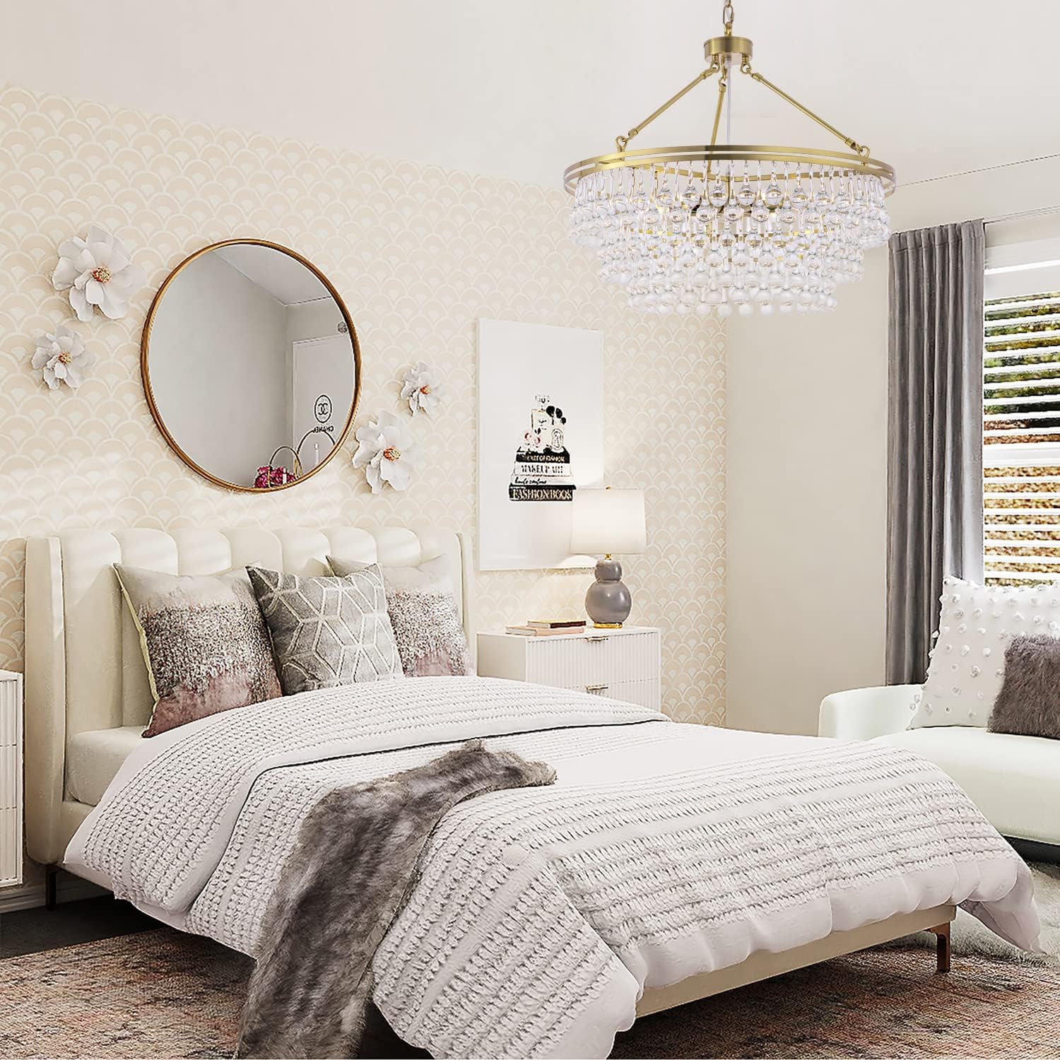 Modern Gold Teardrop Crystal Chandelier – Luxury 8-Light Adjustable Pendant for Dining Room, Living Room, Foyer