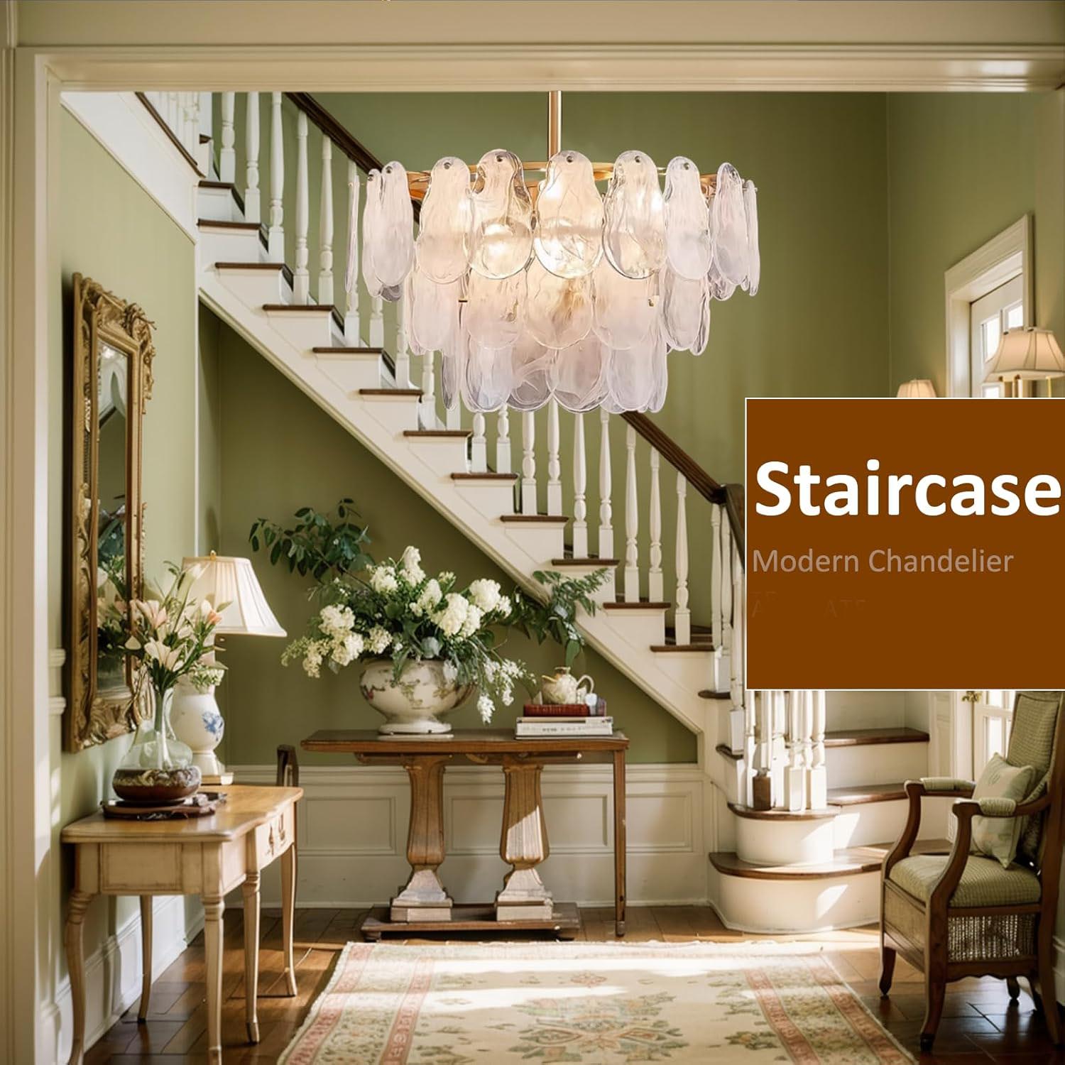 Luxury Brass Cloud Glass Chandelier Pendant Light - 6-Light Modern Fixture