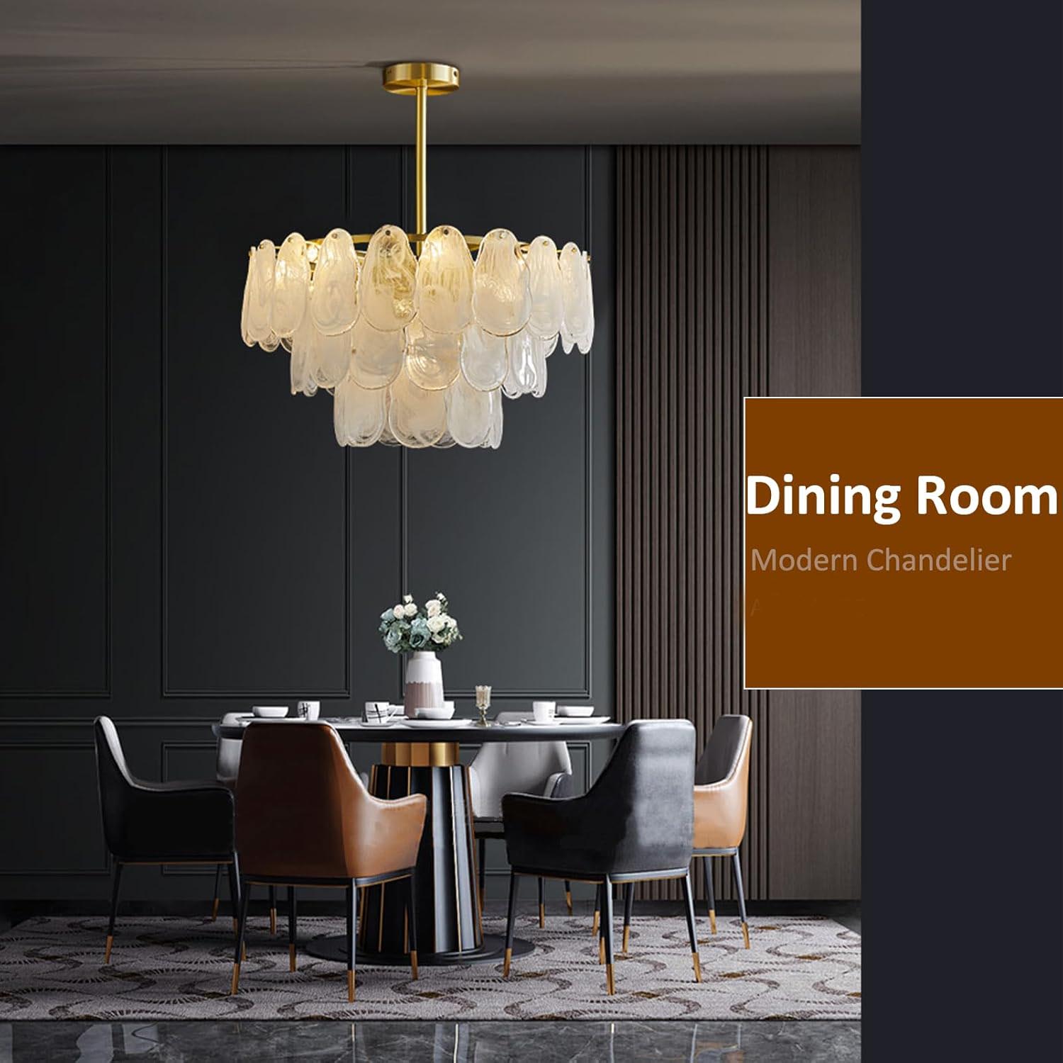 Luxury Brass Cloud Glass Chandelier Pendant Light - 6-Light Modern Fixture