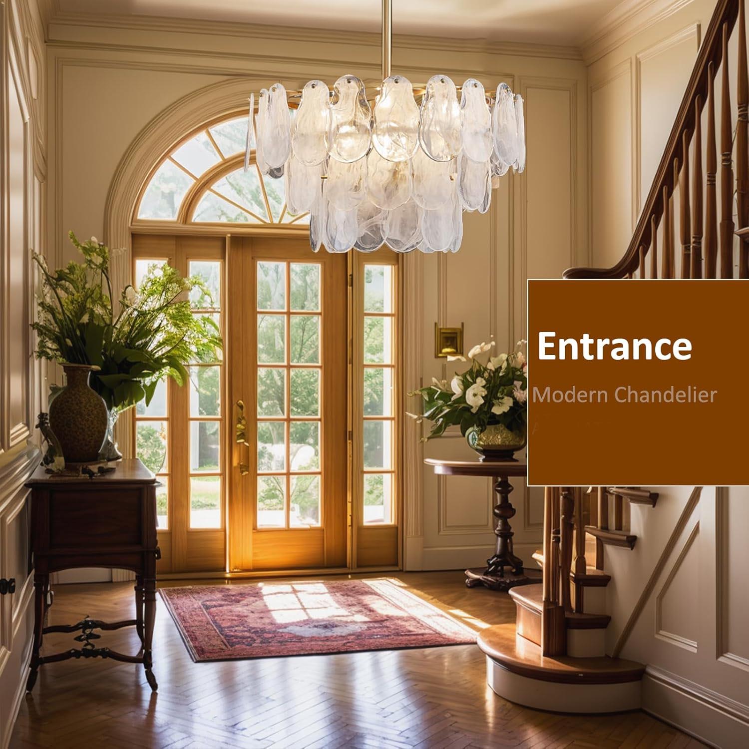 Luxury Brass Cloud Glass Chandelier Pendant Light - 6-Light Modern Fixture