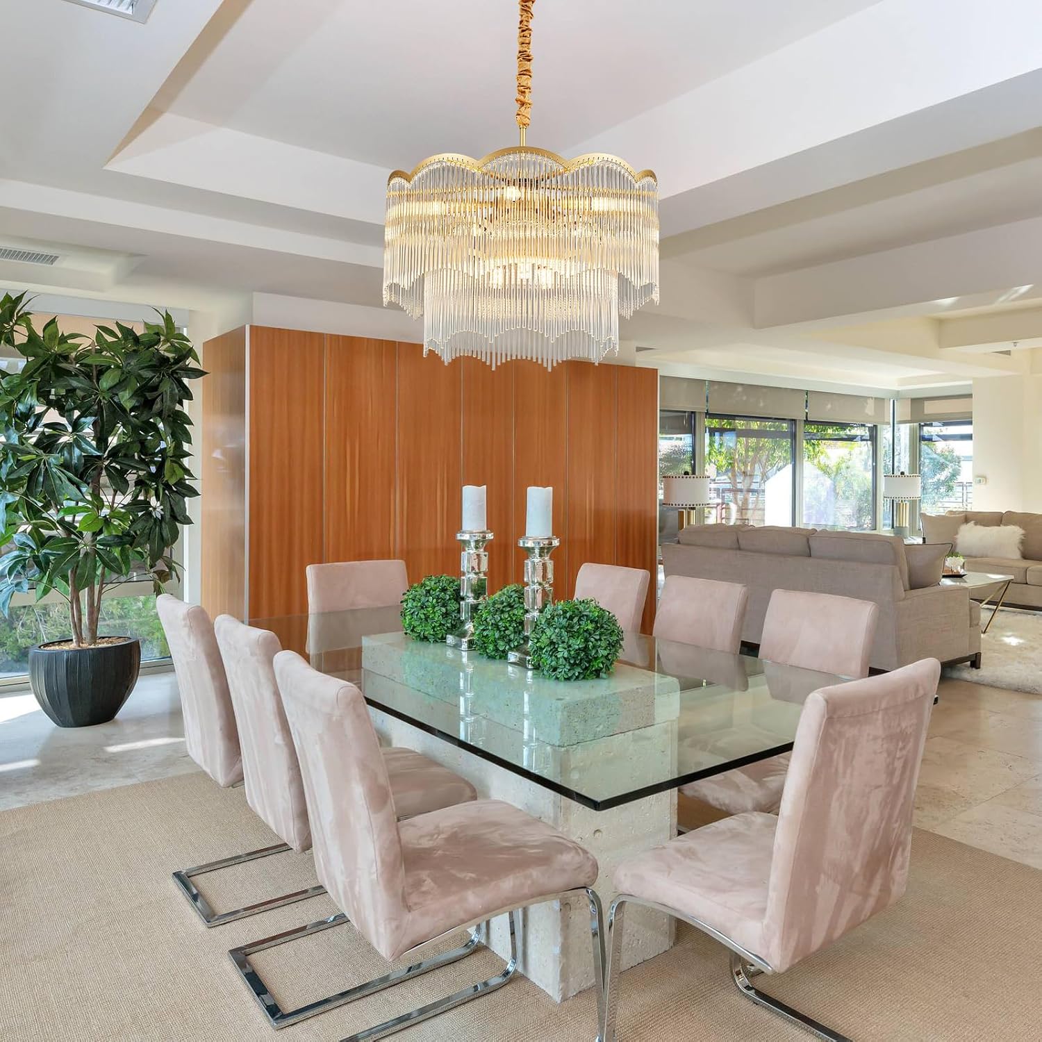 Luxury Gold Crystal Tiered Chandelier Pendant Light