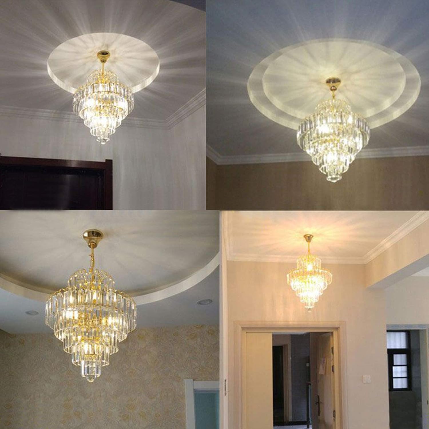 Luxury Gold Multi-Tier Crystal Chandelier Pendant Light