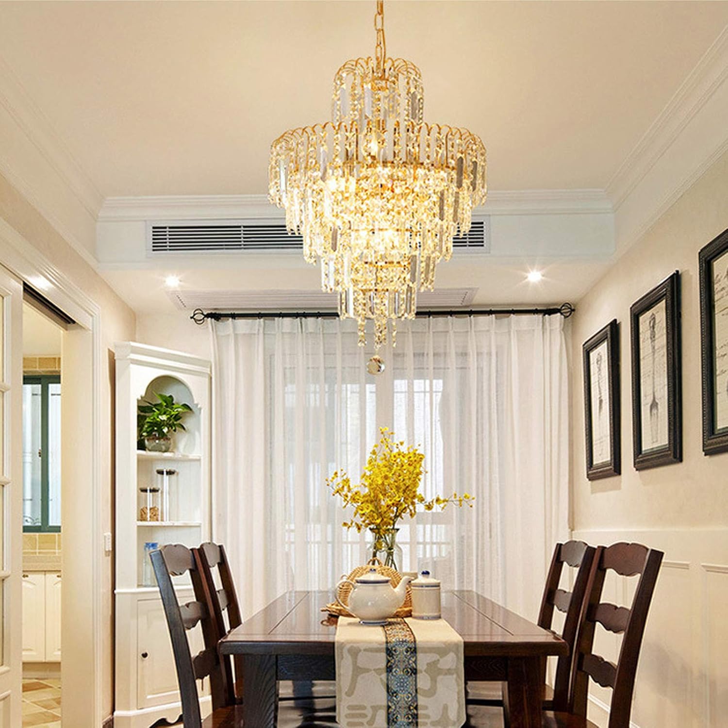 Luxury Gold Multi-Tier Crystal Chandelier Pendant Light