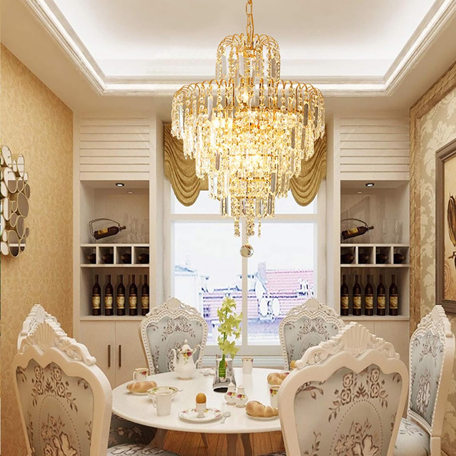 Luxury Gold Multi-Tier Crystal Chandelier Pendant Light