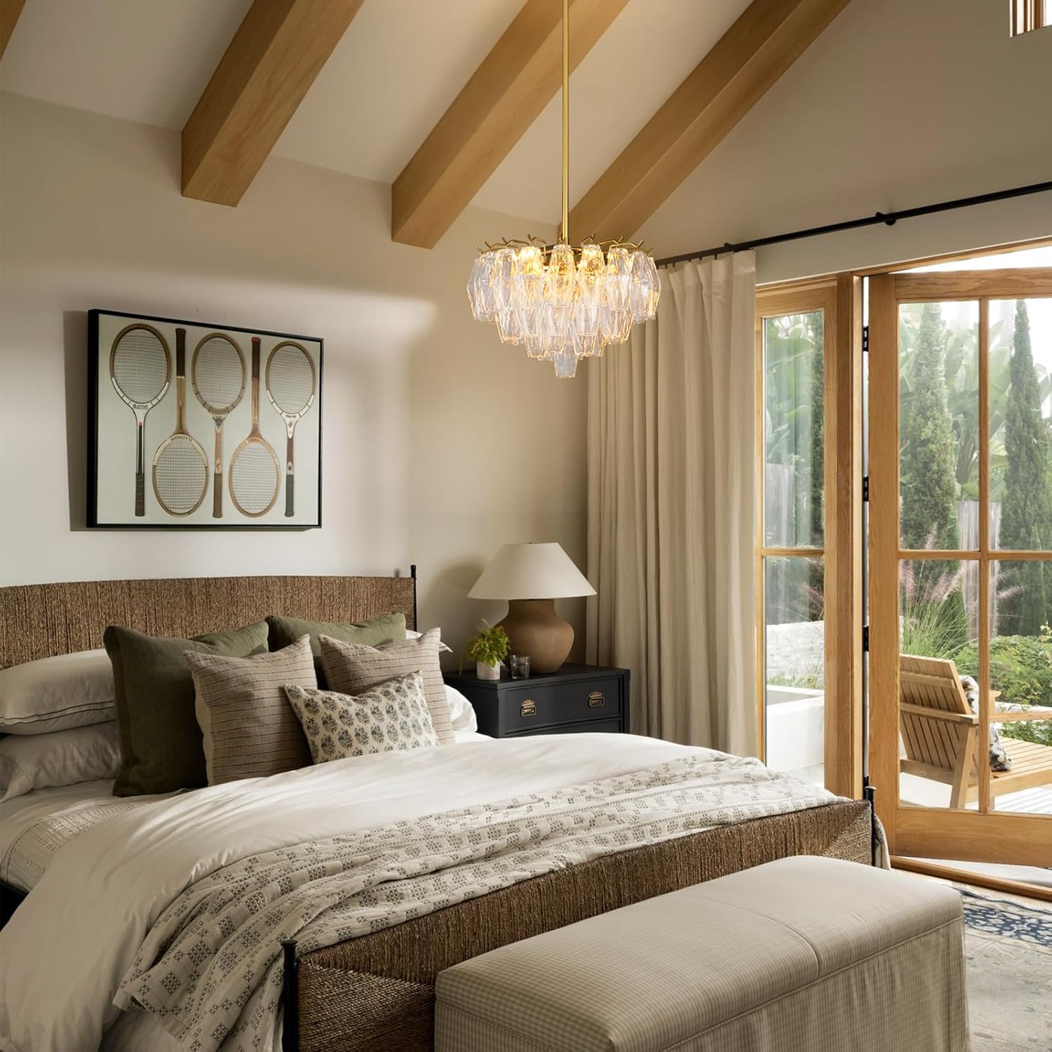 Luxury Modern Adjustable K9 Crystal Chandelier with 8-Light Gold Finish for Dining Room, Foyer, Corridor