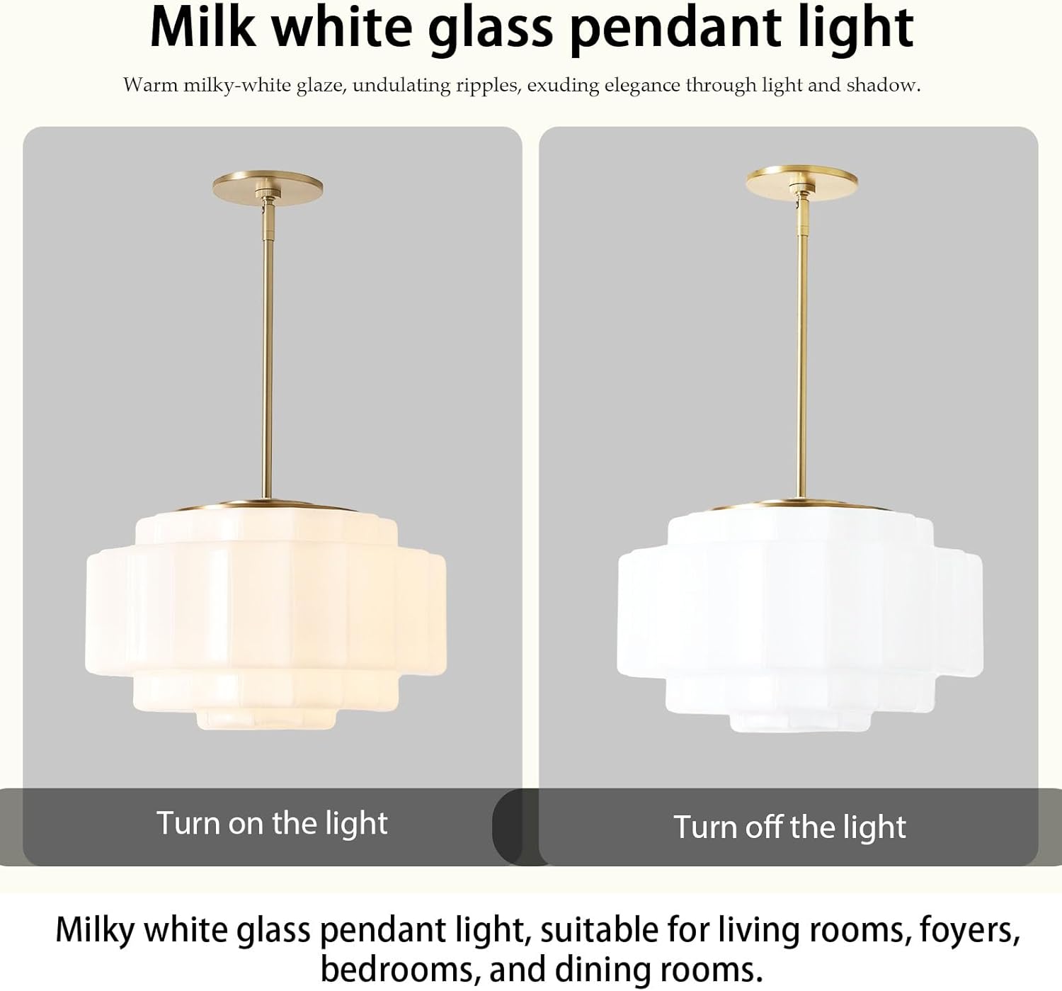 Modern Milk White Glass Pendant Light Gold Adjustable Ceiling Chandelier