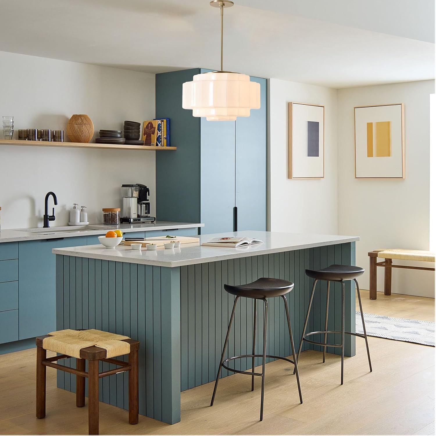 Modern Milk White Glass Pendant Light Gold Adjustable Ceiling Chandelier