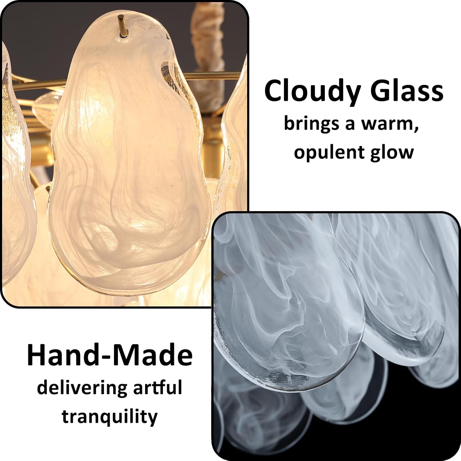 Modern Cloudy Glass Chandelier - 23.6