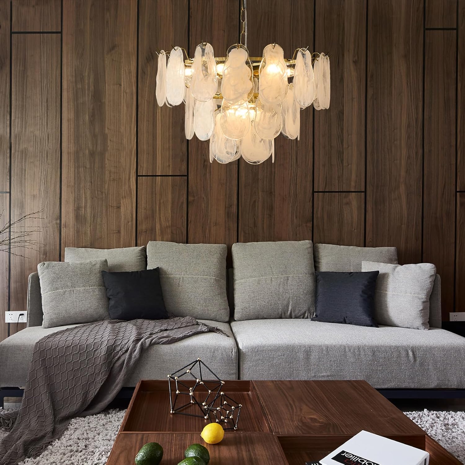 Modern Cloudy Glass Chandelier - 23.6