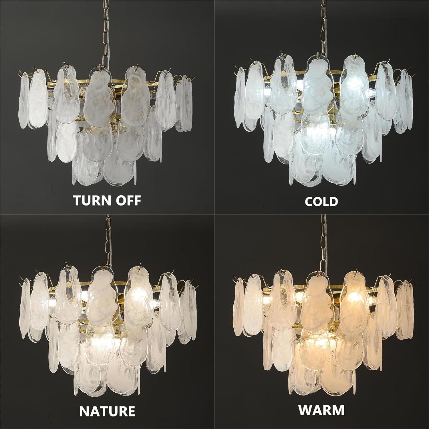 Modern Cloudy Glass Chandelier - 23.6