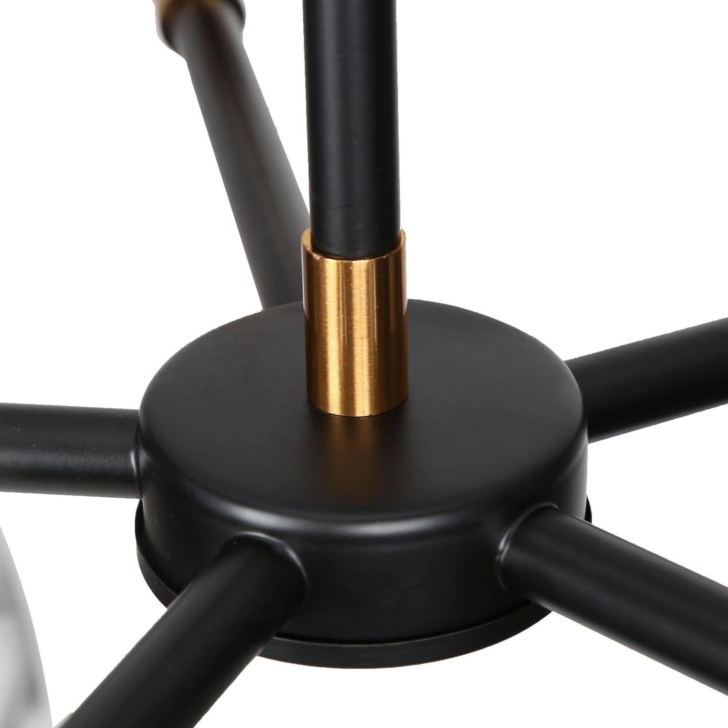 Modern Black and Gold 5-Light Sputnik Chandelier – Adjustable Clear Glass Globe Ceiling Pendant Light