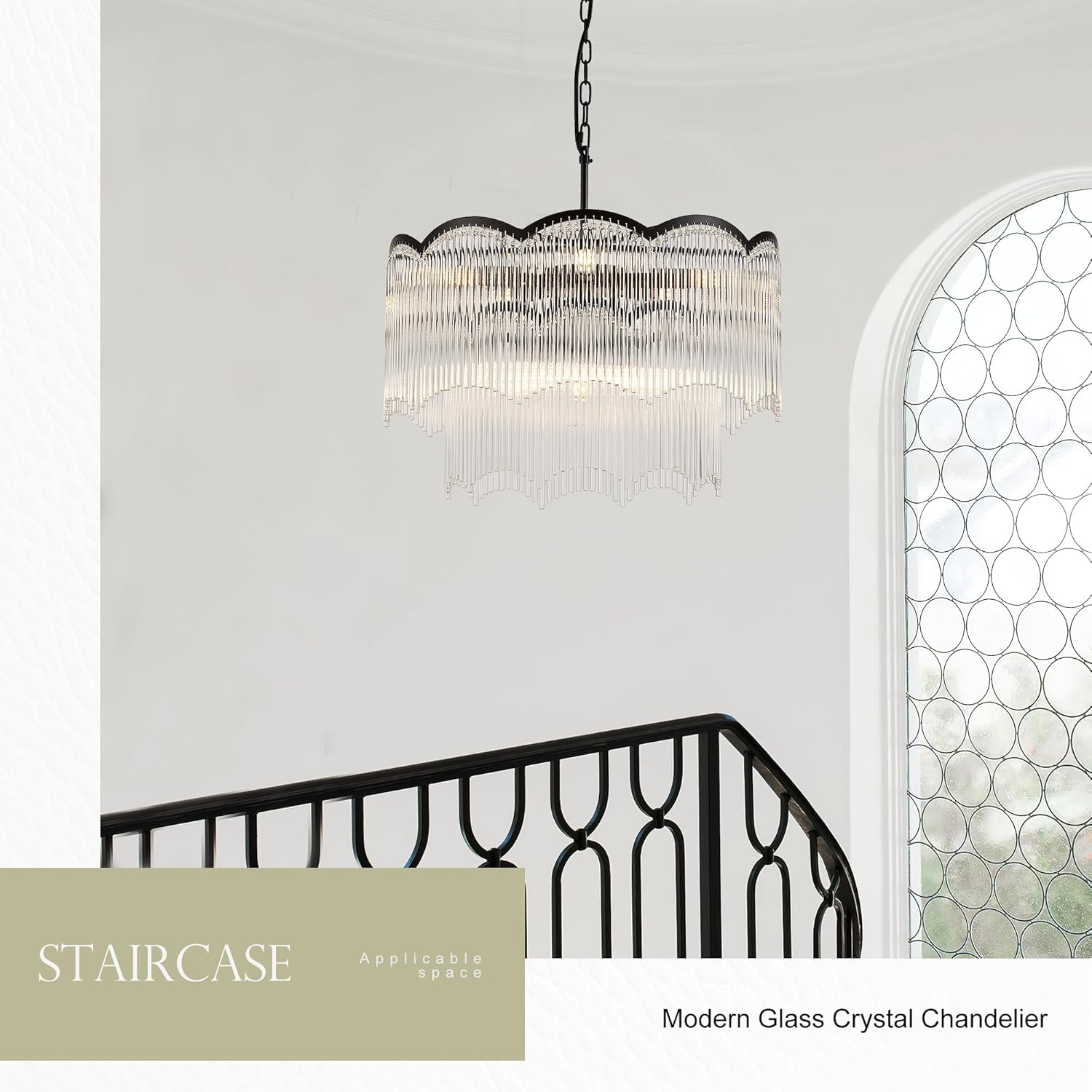 Modern Black Luxury Crystal Tiered Chandelier Pendant Light