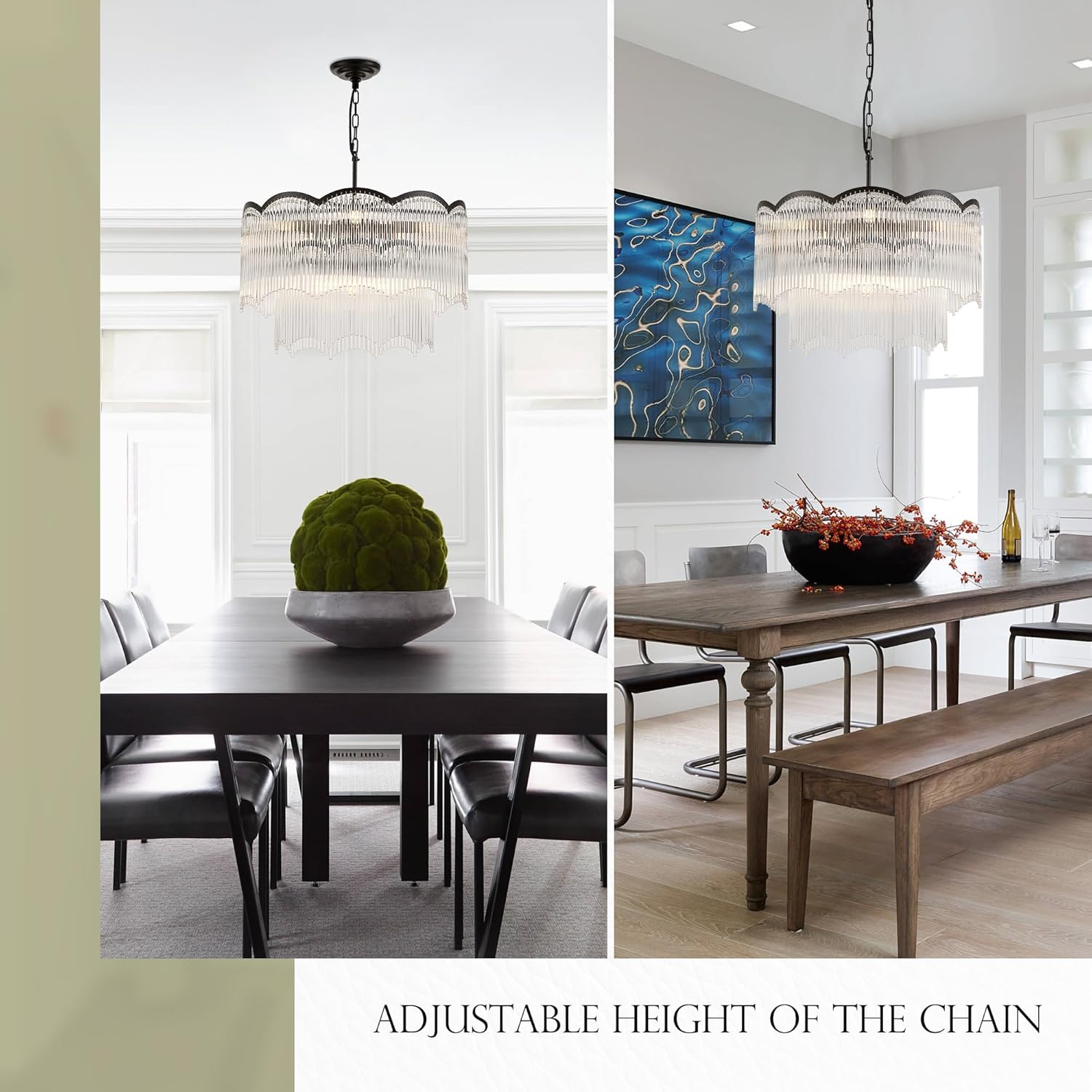 Modern Black Luxury Crystal Tiered Chandelier Pendant Light