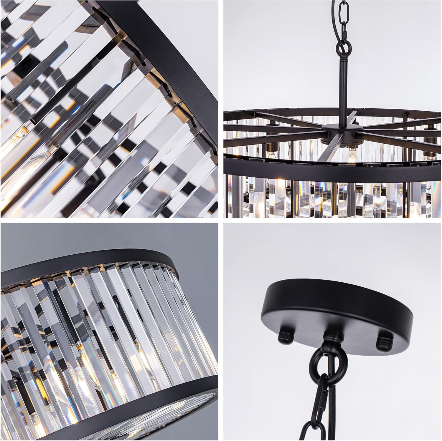 Modern Black Round Crystal Chandelier