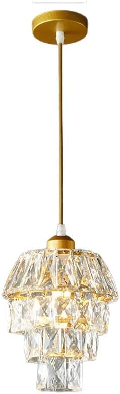 Modern Gold Crystal Pendant Light with Tiered K9 Crystals | Small Hanging Ceiling Lamp