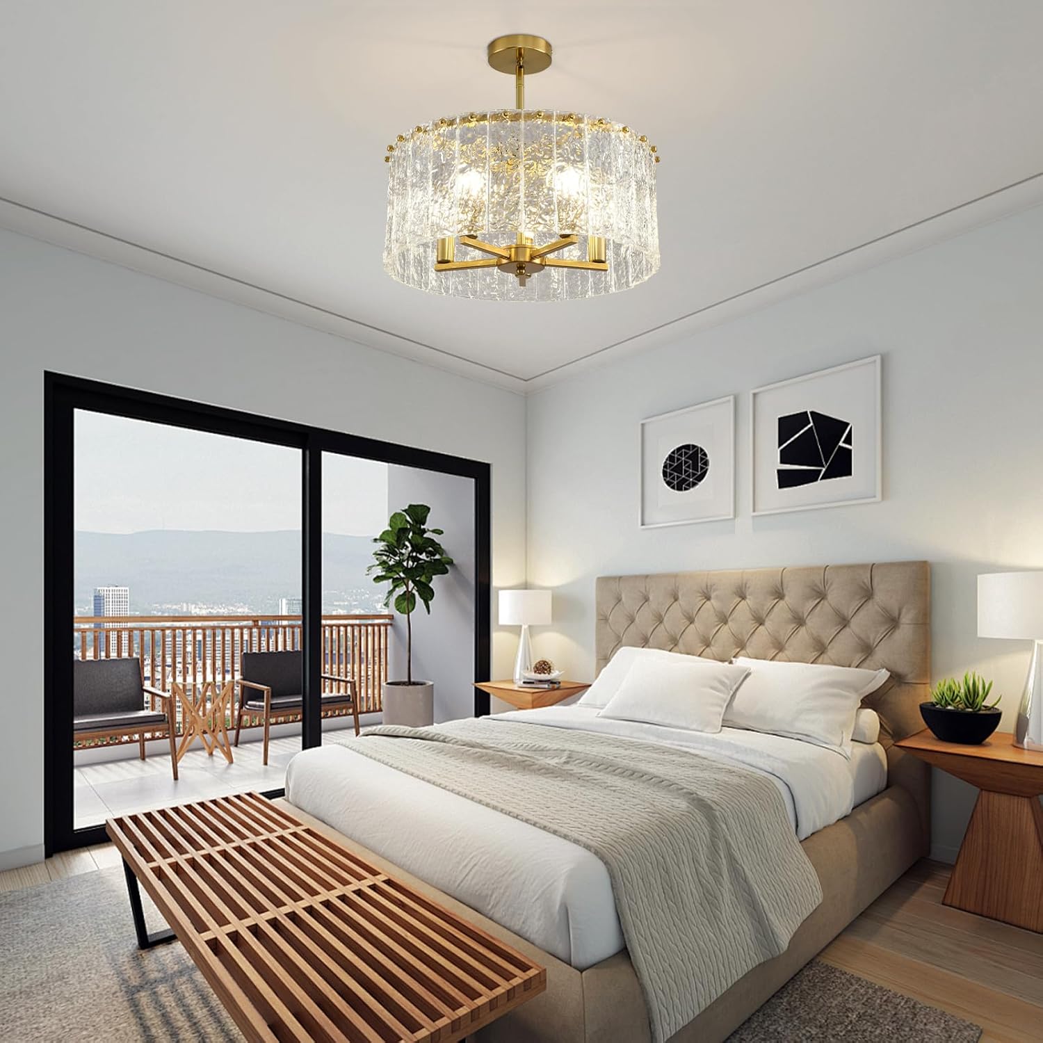 Modern Gold Crystal Pendant Light – Luxury Adjustable Round Chandelier for Kitchen, Bedroom, Dining Room