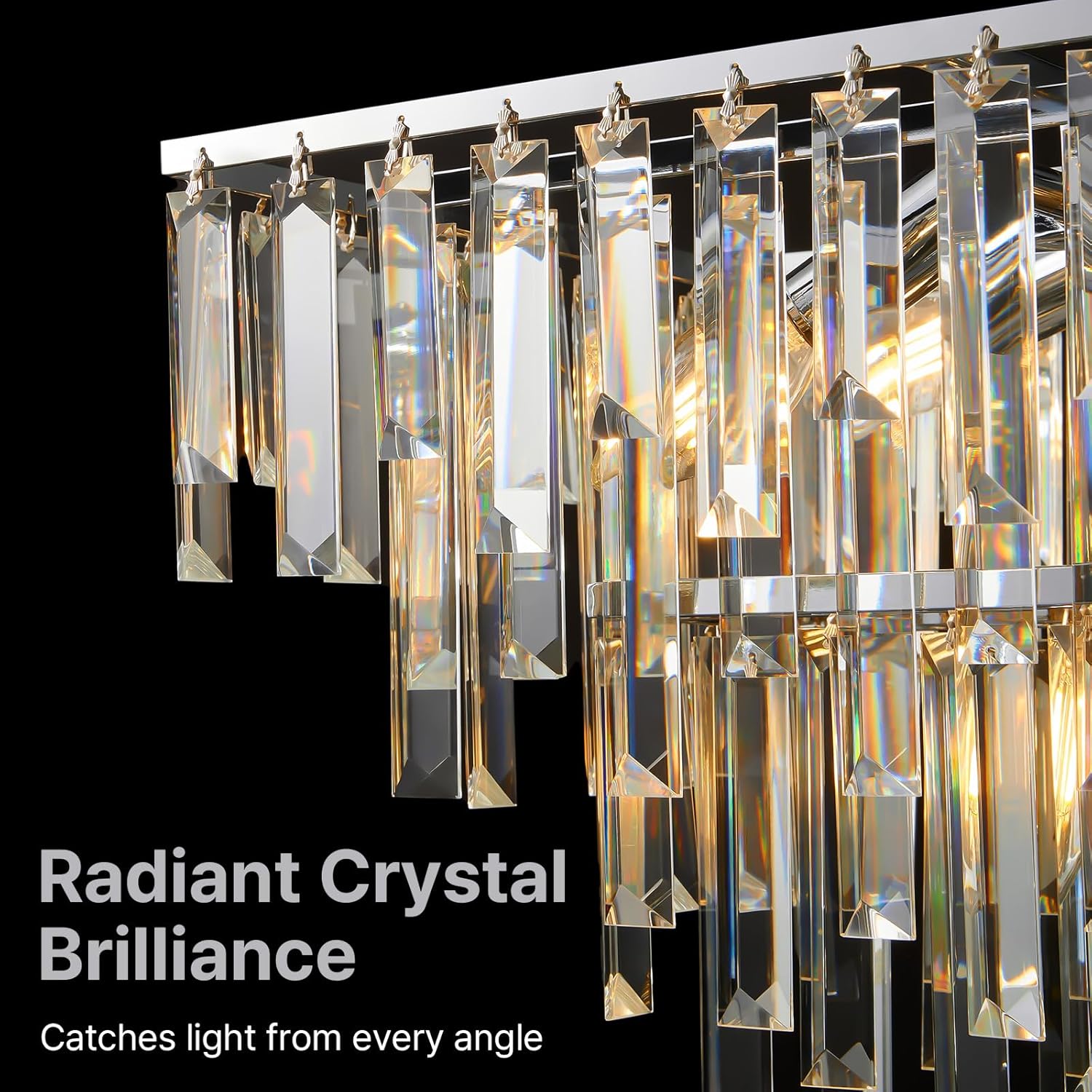 Luxury Rectangular Crystal Chandelier 12-Light Modern Island Pendant Adjustable Height Ceiling Light