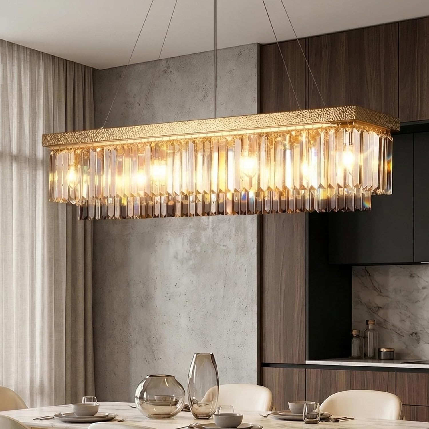 Luxury Modern Rectangle Crystal Chandelier, 40