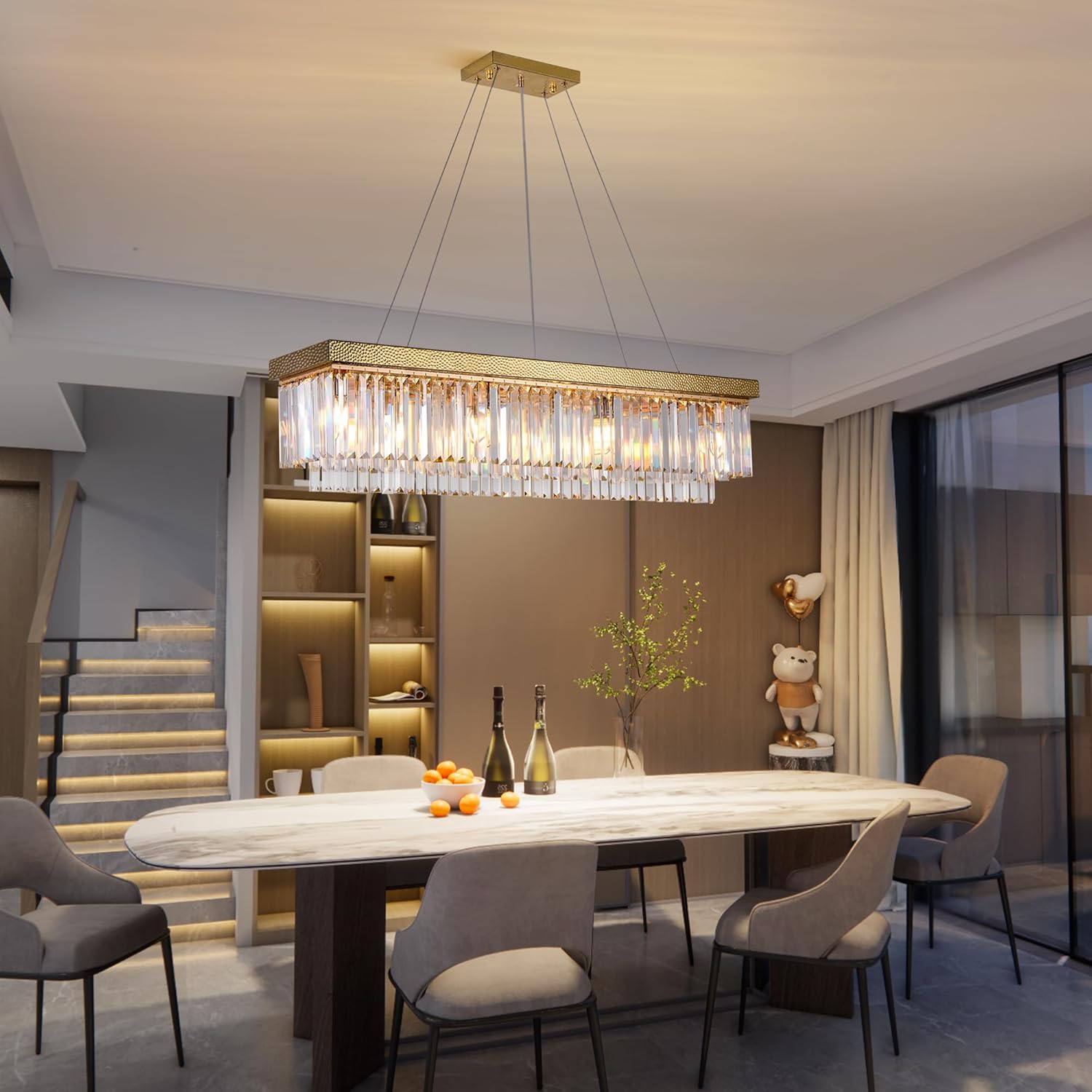 Luxury Modern Rectangle Crystal Chandelier, 40