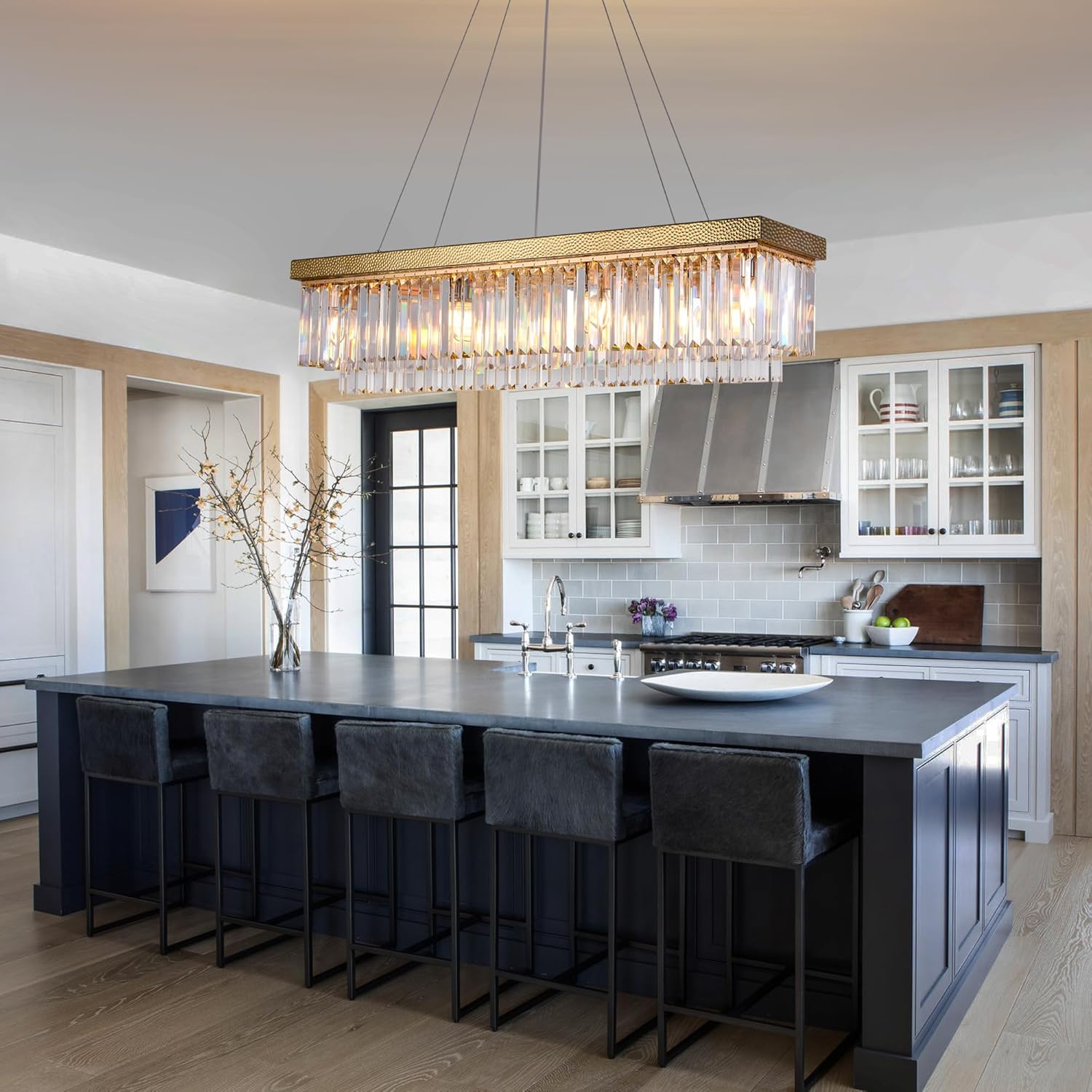 Luxury Modern Rectangle Crystal Chandelier, 40