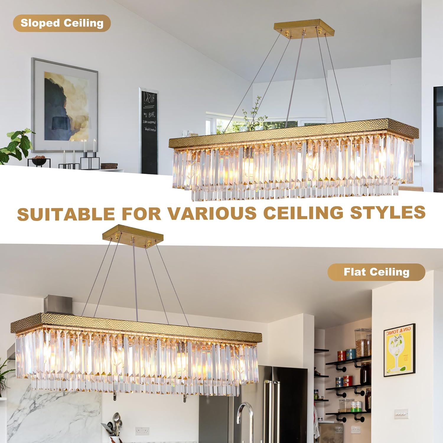 Luxury Modern Rectangle Crystal Chandelier, 40