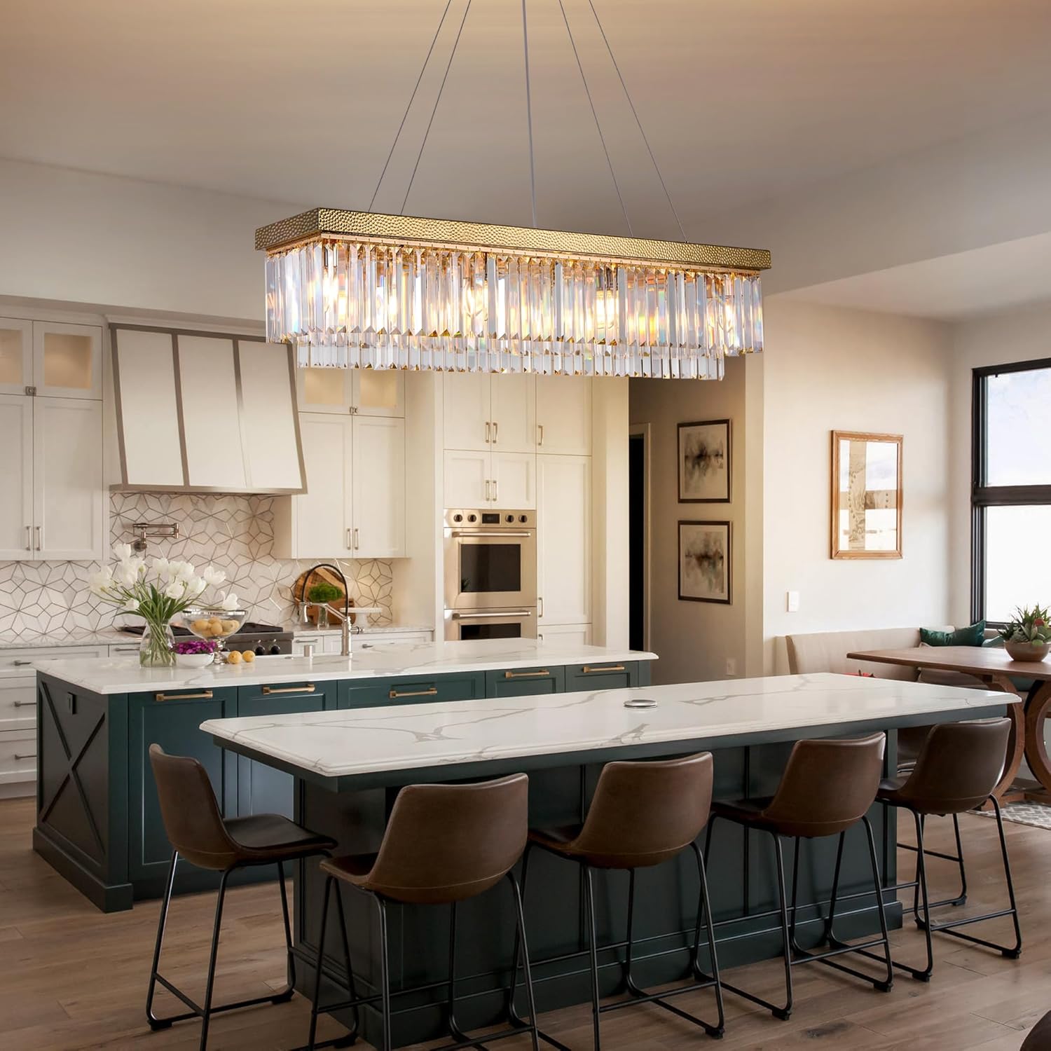 Luxury Modern Rectangle Crystal Chandelier, 40