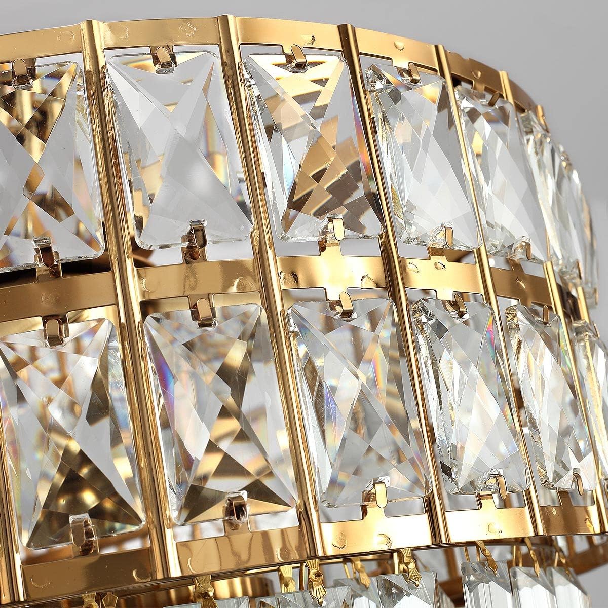 Modern Rectangular Gold Crystal Chandelier with Adjustable Height – 8-Light Luxury LED Pendant