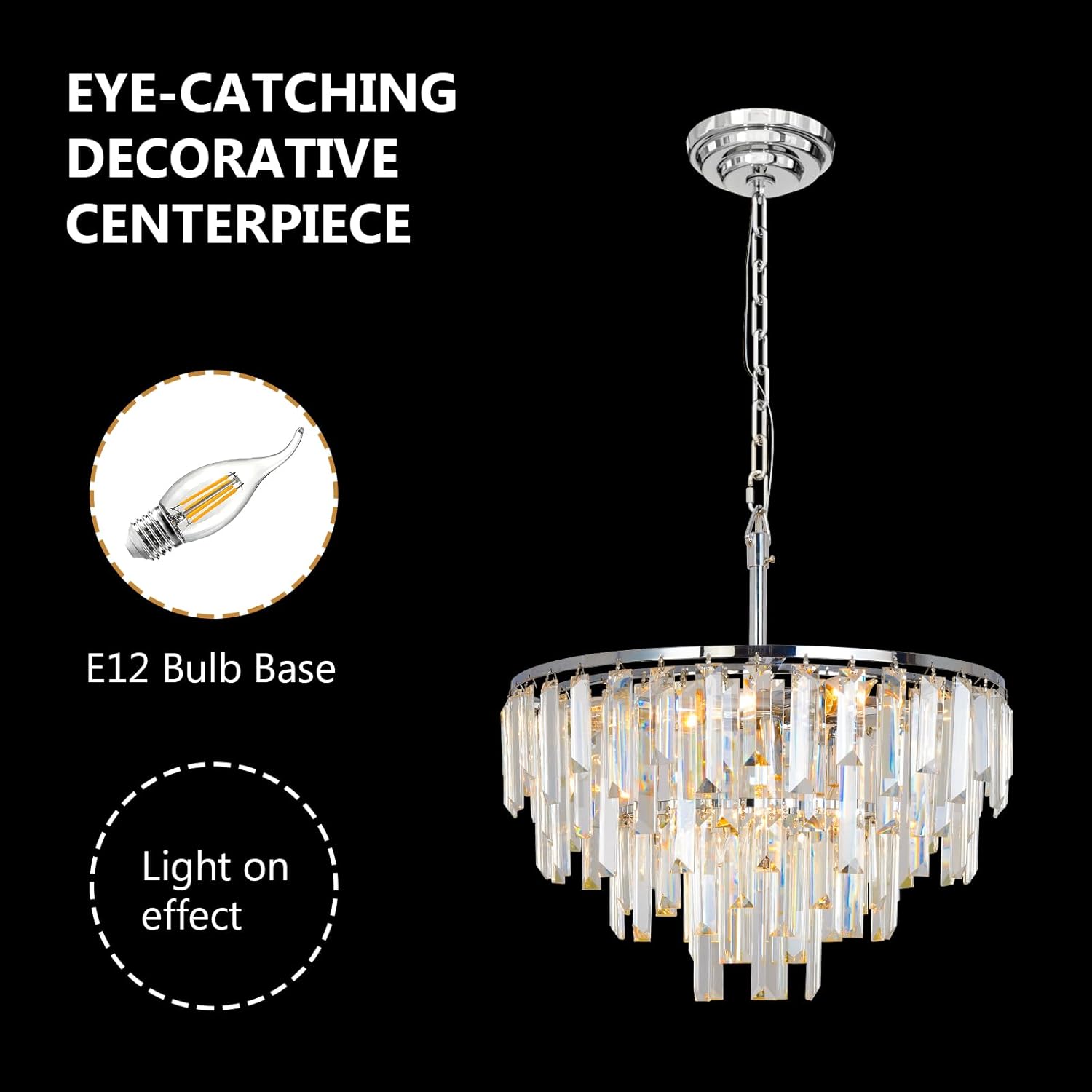 Modern Luxury Chrome Crystal Chandelier - Round LED Pendant Light with Adjustable Height and Sparkling K9 Crystals