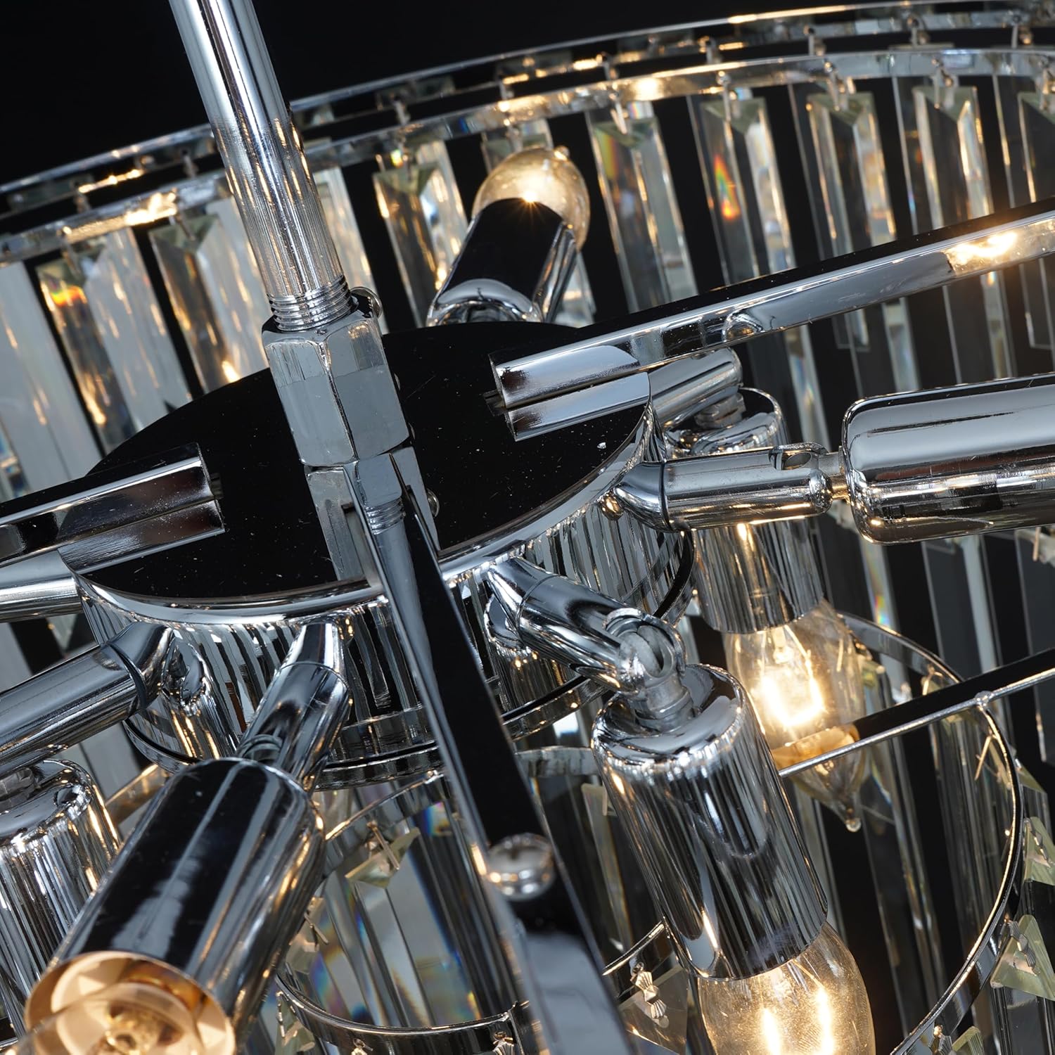 Modern Luxury Chrome Crystal Chandelier - Round LED Pendant Light with Adjustable Height and Sparkling K9 Crystals