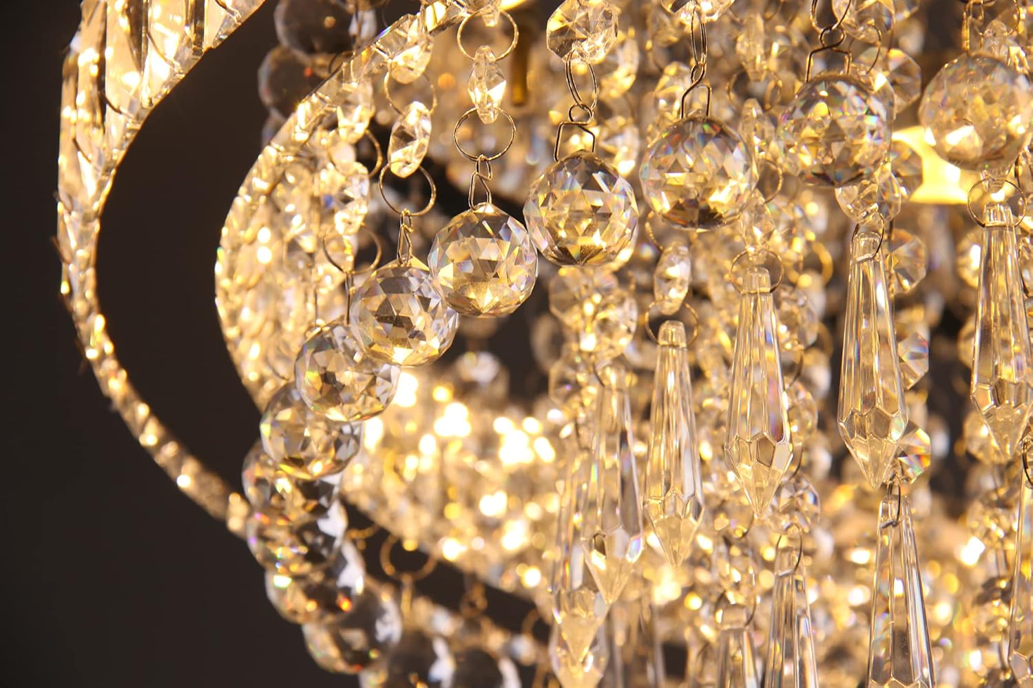 Modern Round Crystal Flush Mount Ceiling Light – 19.7'' Stepless Dimmable LED Chandelier