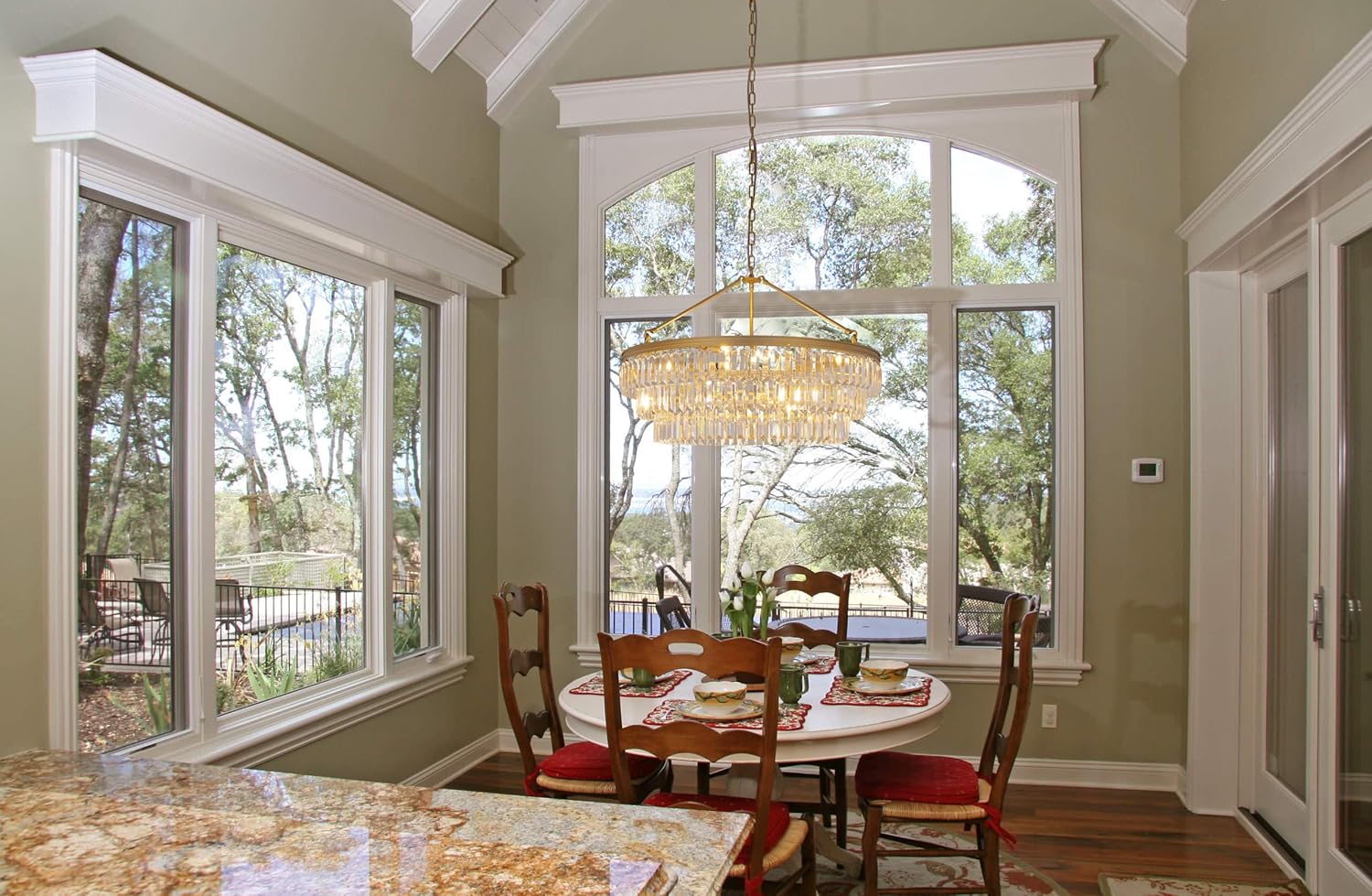 Luxury Round Tiered Crystal Chandelier – Modern Gold LED Pendant Light with Adjustable Chain