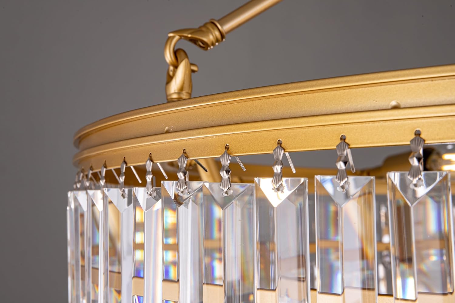 Luxury Round Tiered Crystal Chandelier – Modern Gold LED Pendant Light with Adjustable Chain