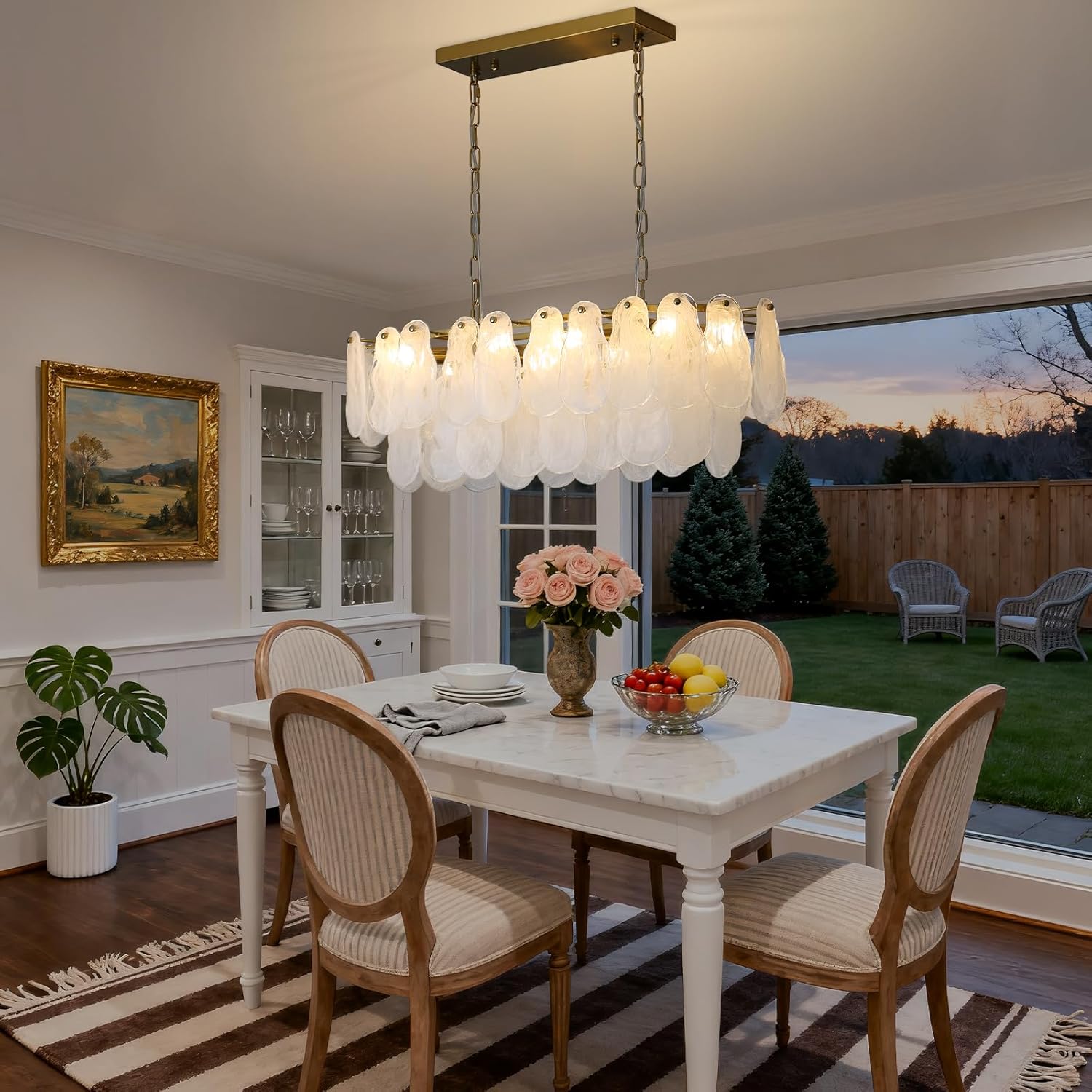 Modern Luxury Gold Glass Pendant Chandelier Adjustable LED Dining Room Ceiling Light