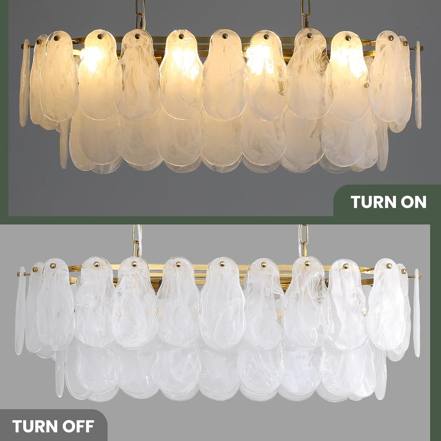 Modern Luxury Gold Glass Pendant Chandelier Adjustable LED Dining Room Ceiling Light