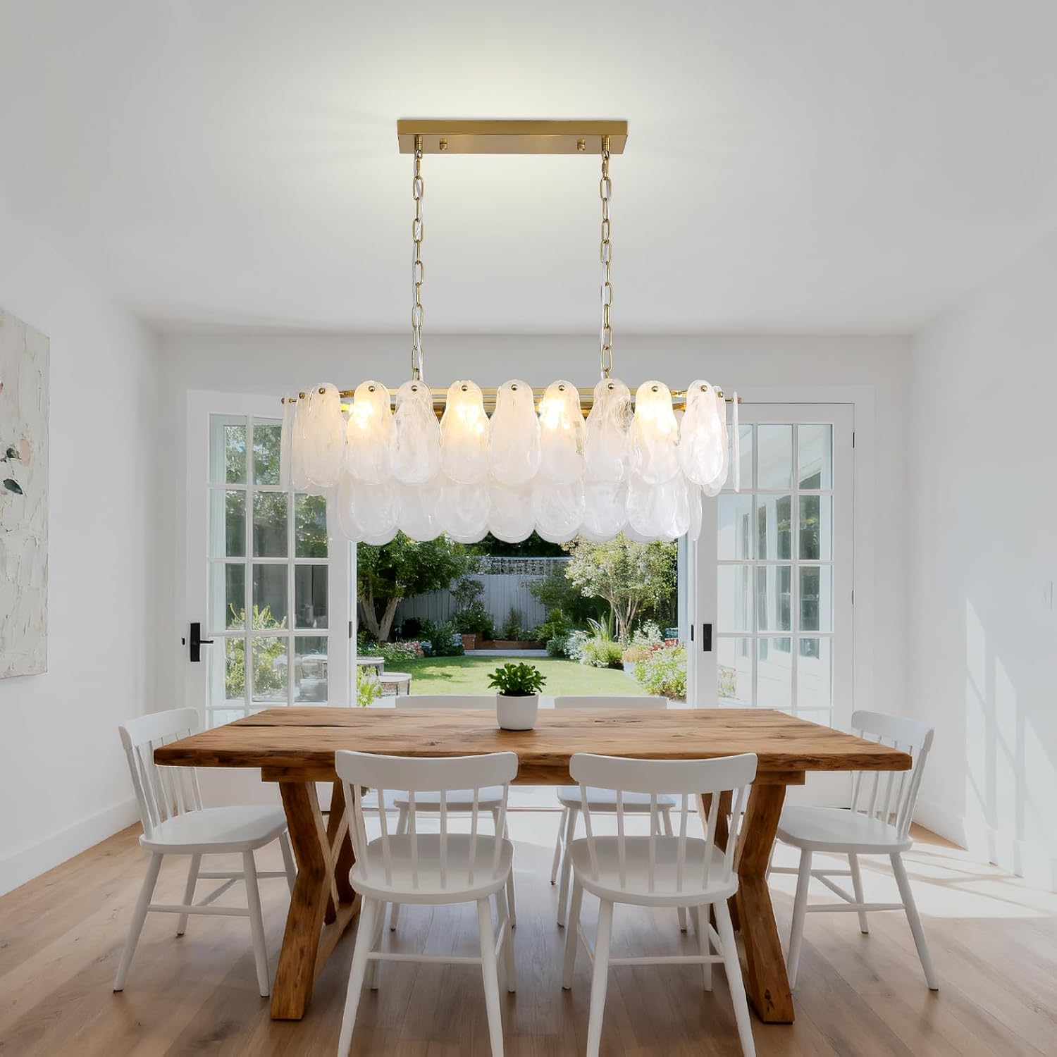 Modern Luxury Gold Glass Pendant Chandelier Adjustable LED Dining Room Ceiling Light