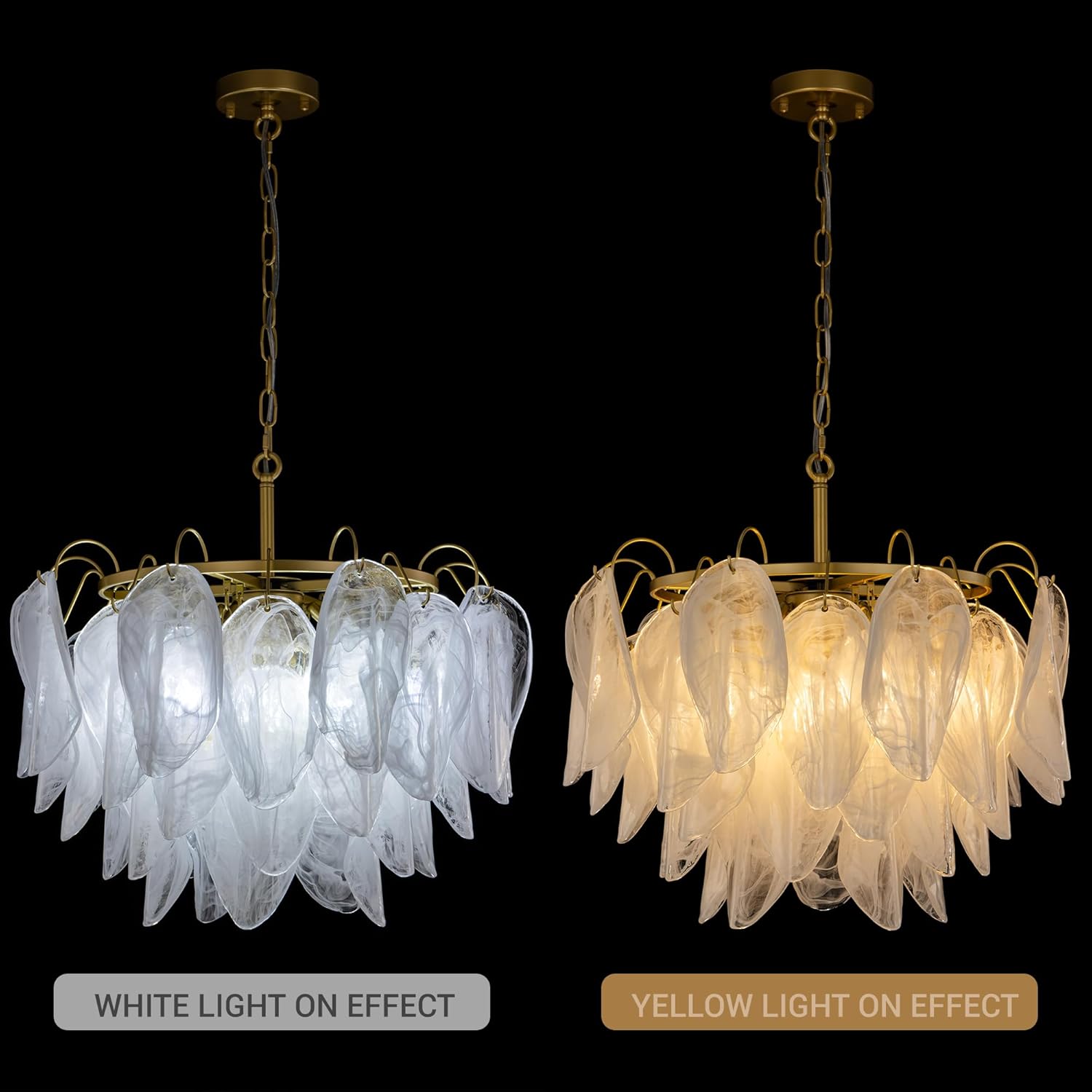 Feather-Inspired Glass Chandelier - 23