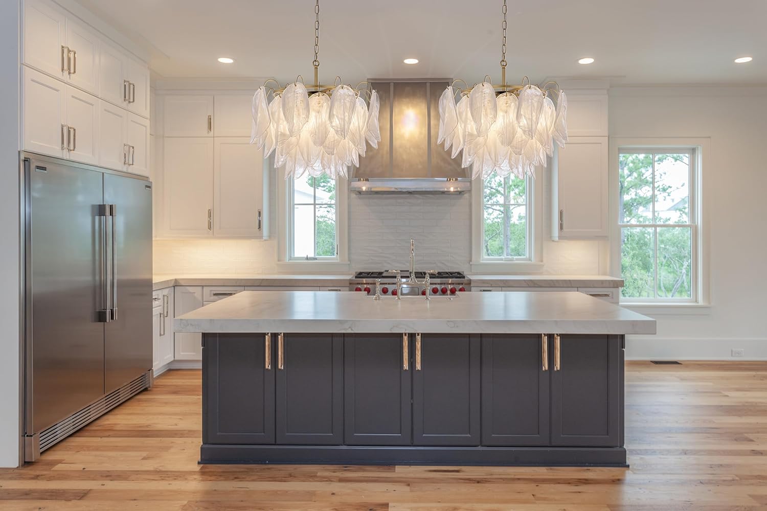 Feather-Inspired Glass Chandelier - 23