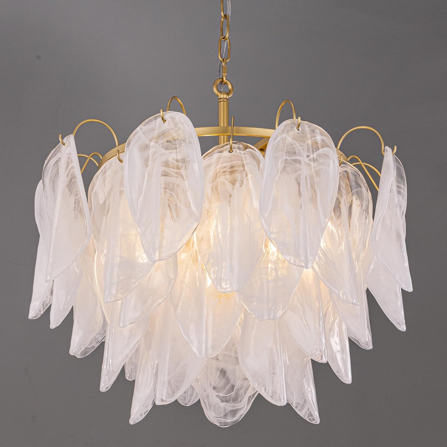Feather-Inspired Glass Chandelier - 23