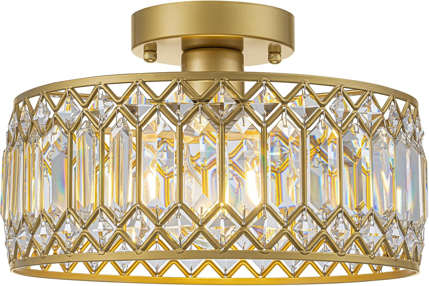 Modern Semi Flush Mount Crystal Ceiling Light – 11.4