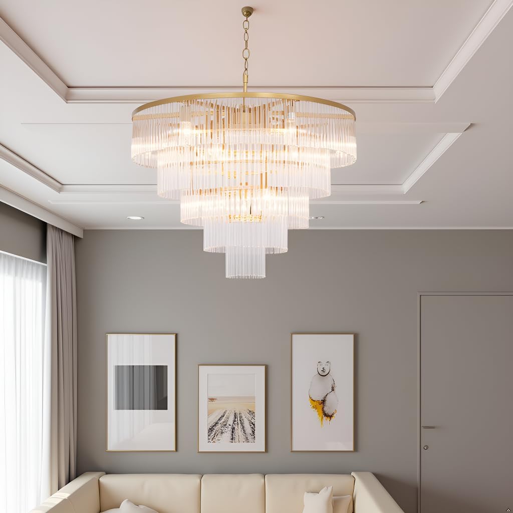 Luxury 5-Tier Gold Crystal Chandelier - 27.5