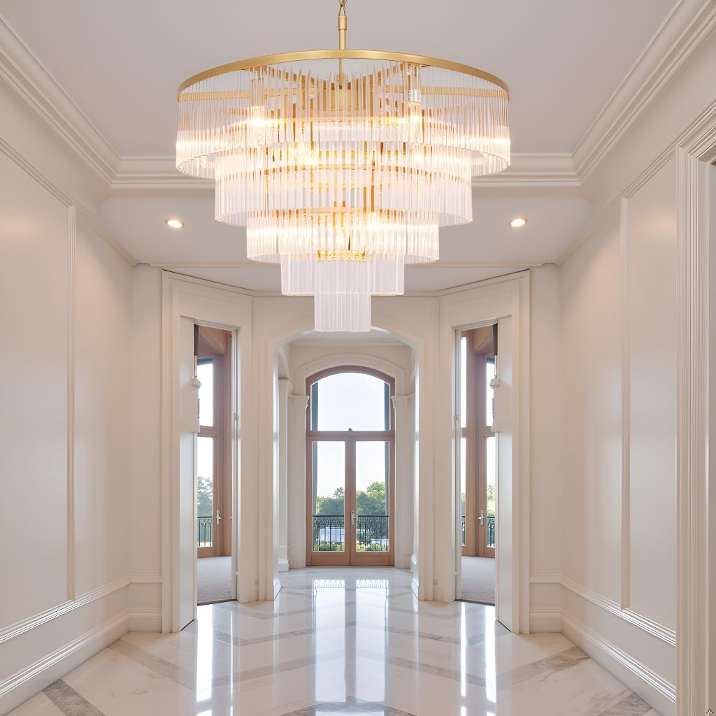 Luxury 5-Tier Gold Crystal Chandelier - 27.5