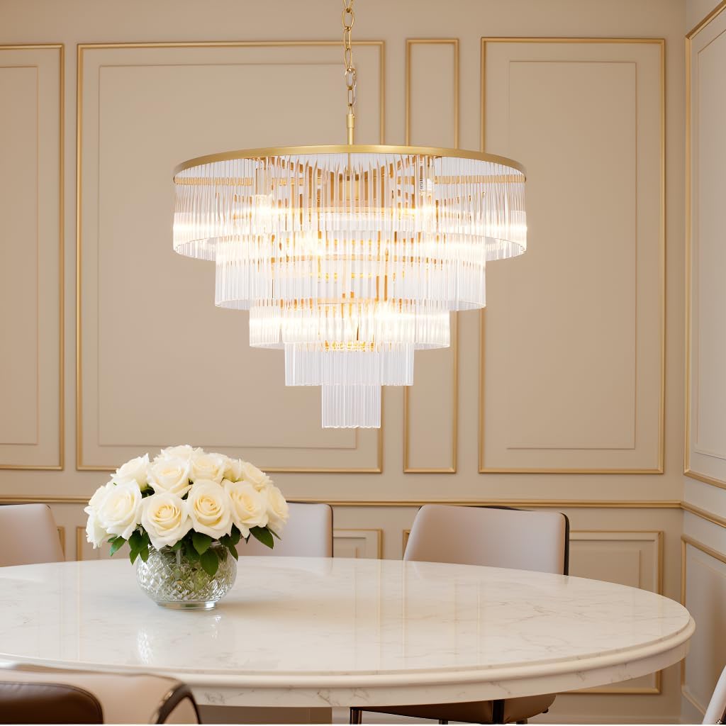 Luxury 5-Tier Gold Crystal Chandelier - 27.5