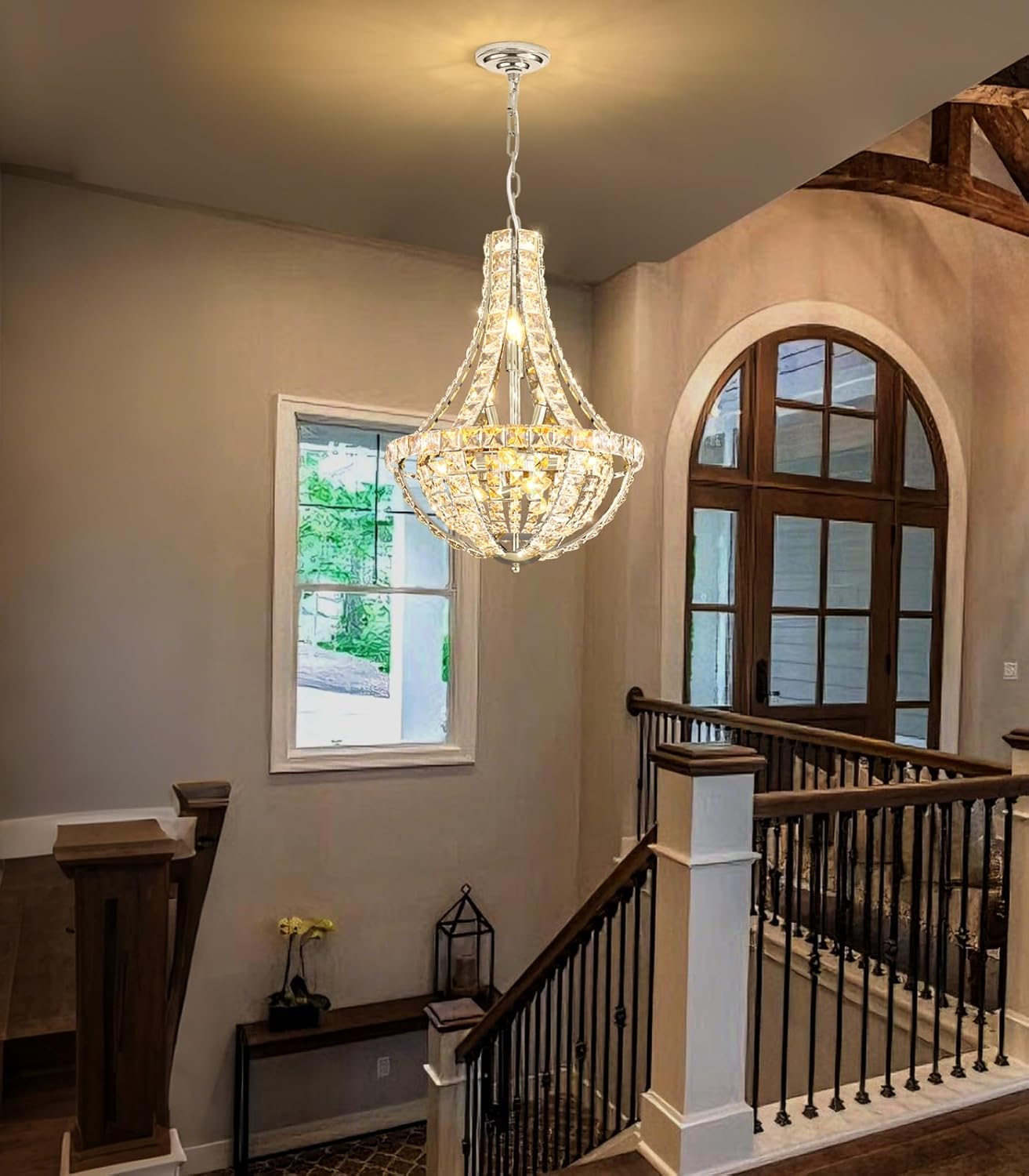 Luxury Crystal 11-Light Round Chandelier – Adjustable Height Gold Modern Tiered Ceiling Pendant Light