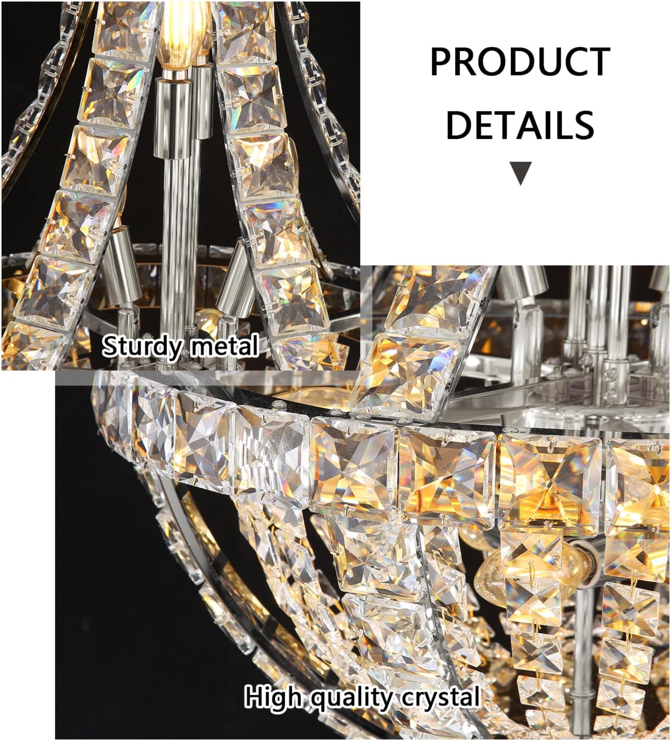 Luxury Crystal 11-Light Round Chandelier – Adjustable Height Gold Modern Tiered Ceiling Pendant Light
