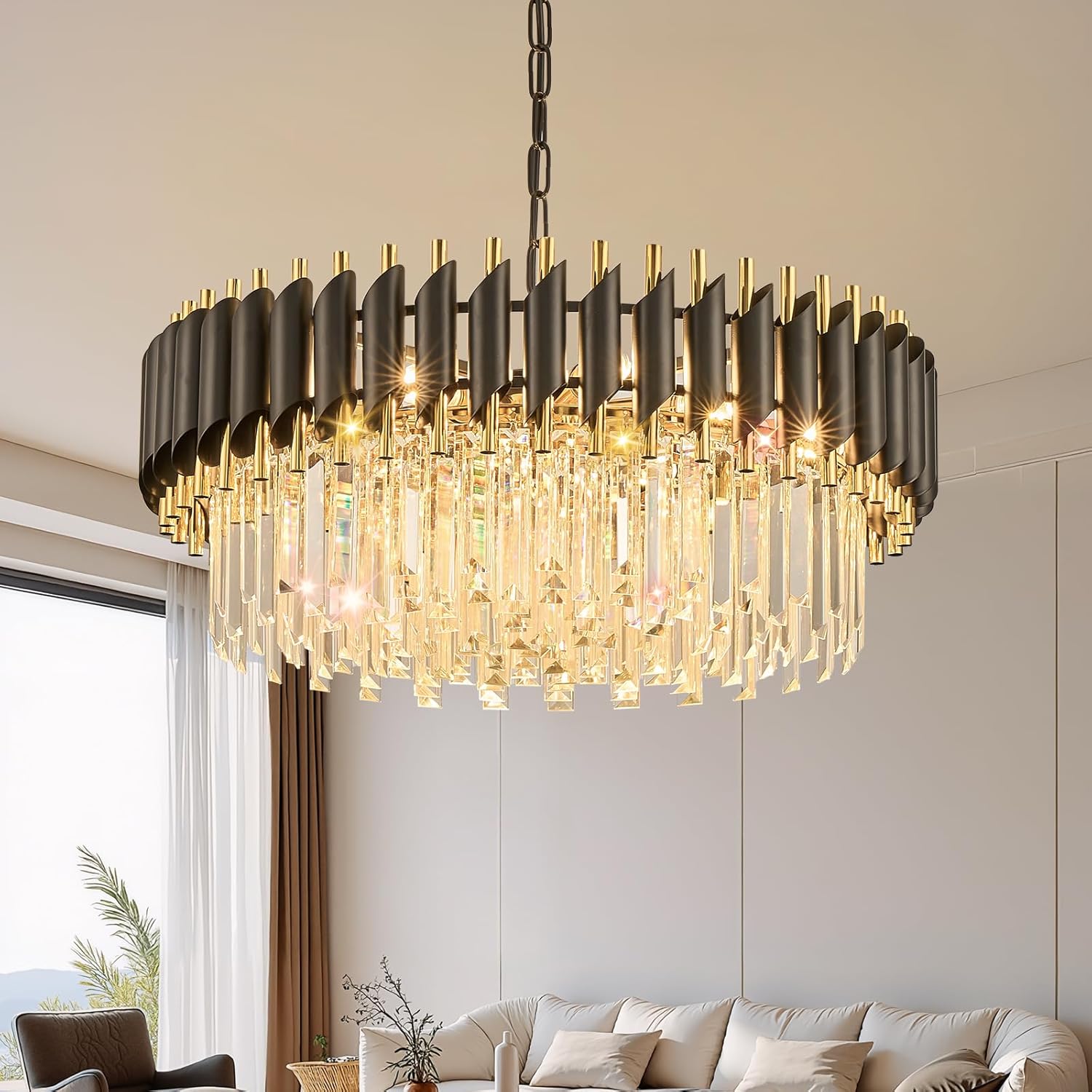 Modern Black Gold Crystal Chandelier 23