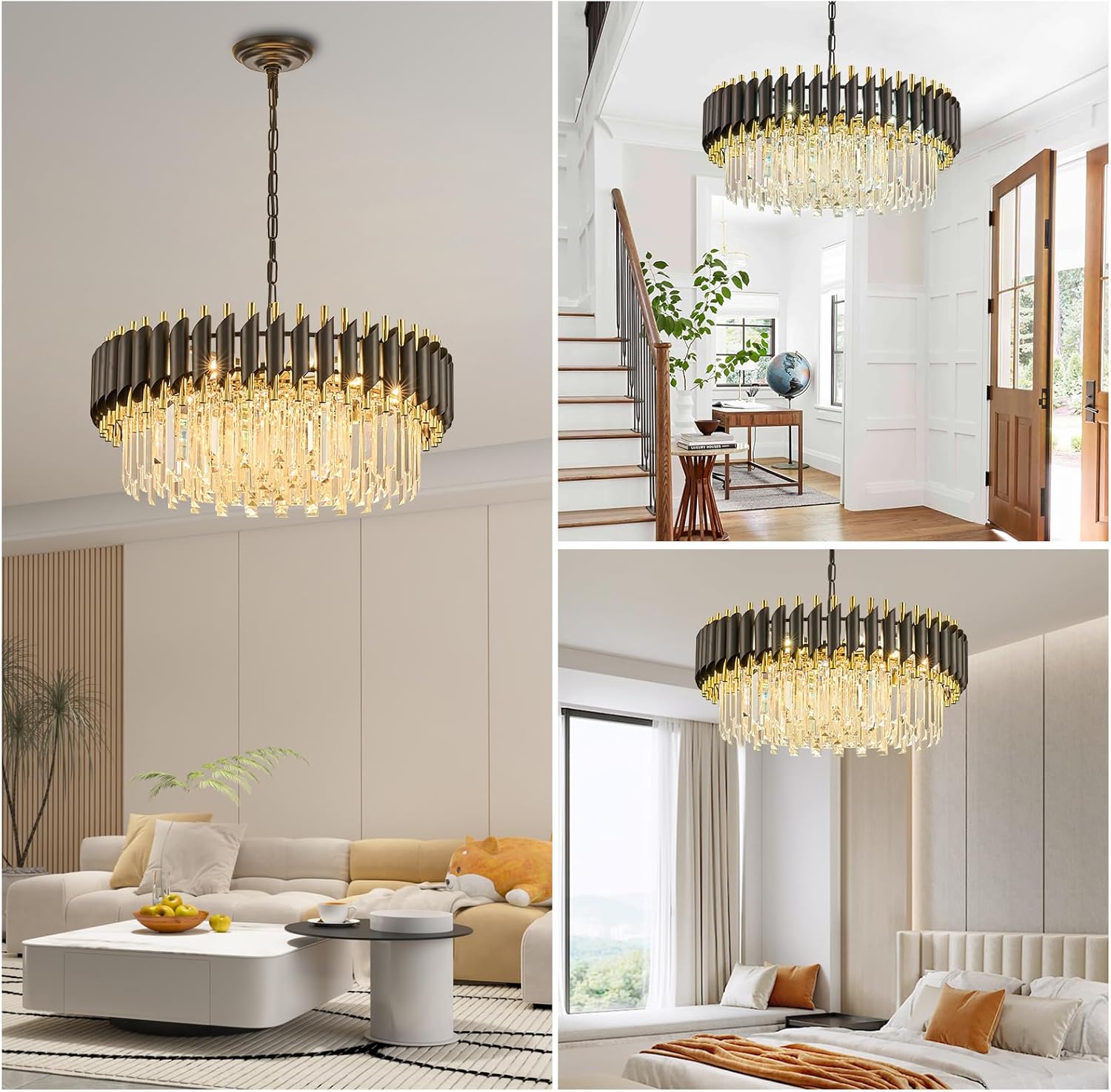 Modern Black Gold Crystal Chandelier 23