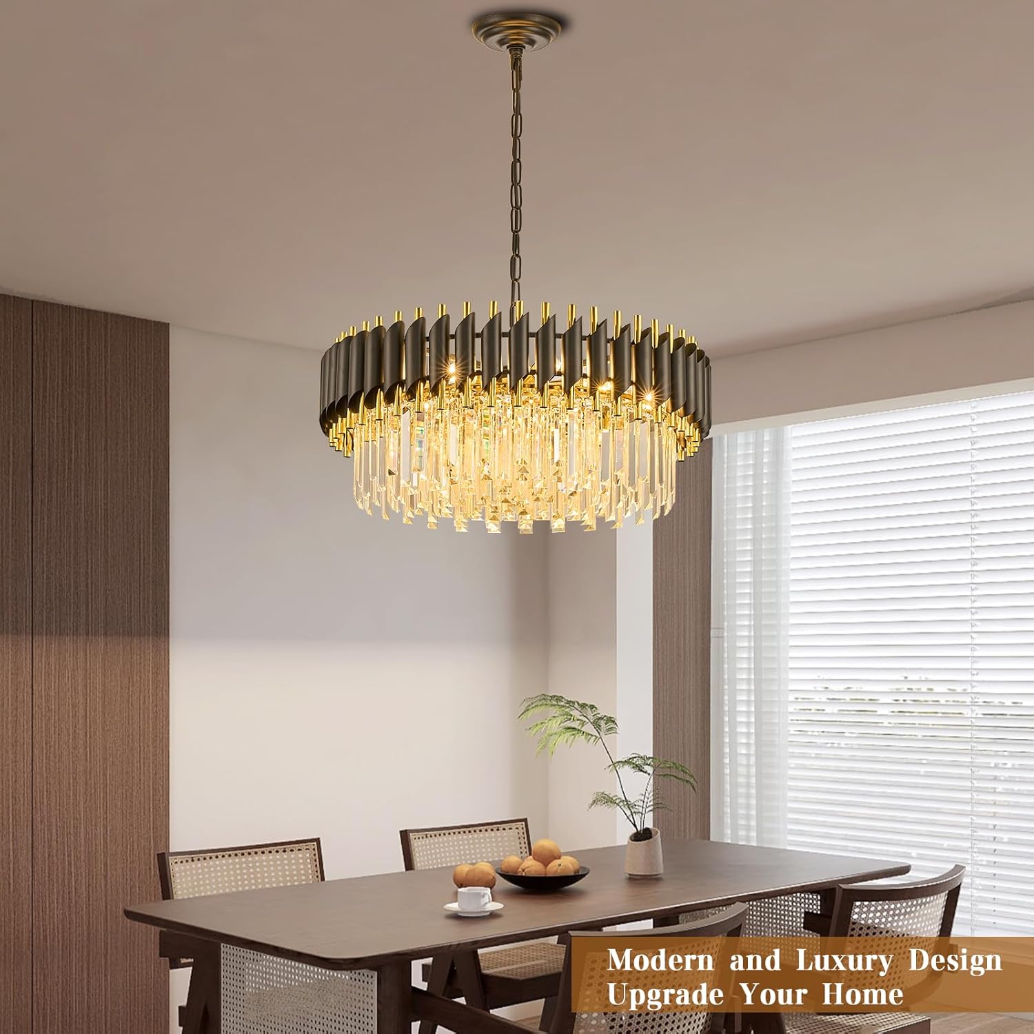 Modern Black Gold Crystal Chandelier 23